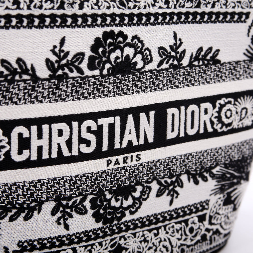 Christian Dior Hat Basket Bag Embroidered Butterfly Bandana Black/White