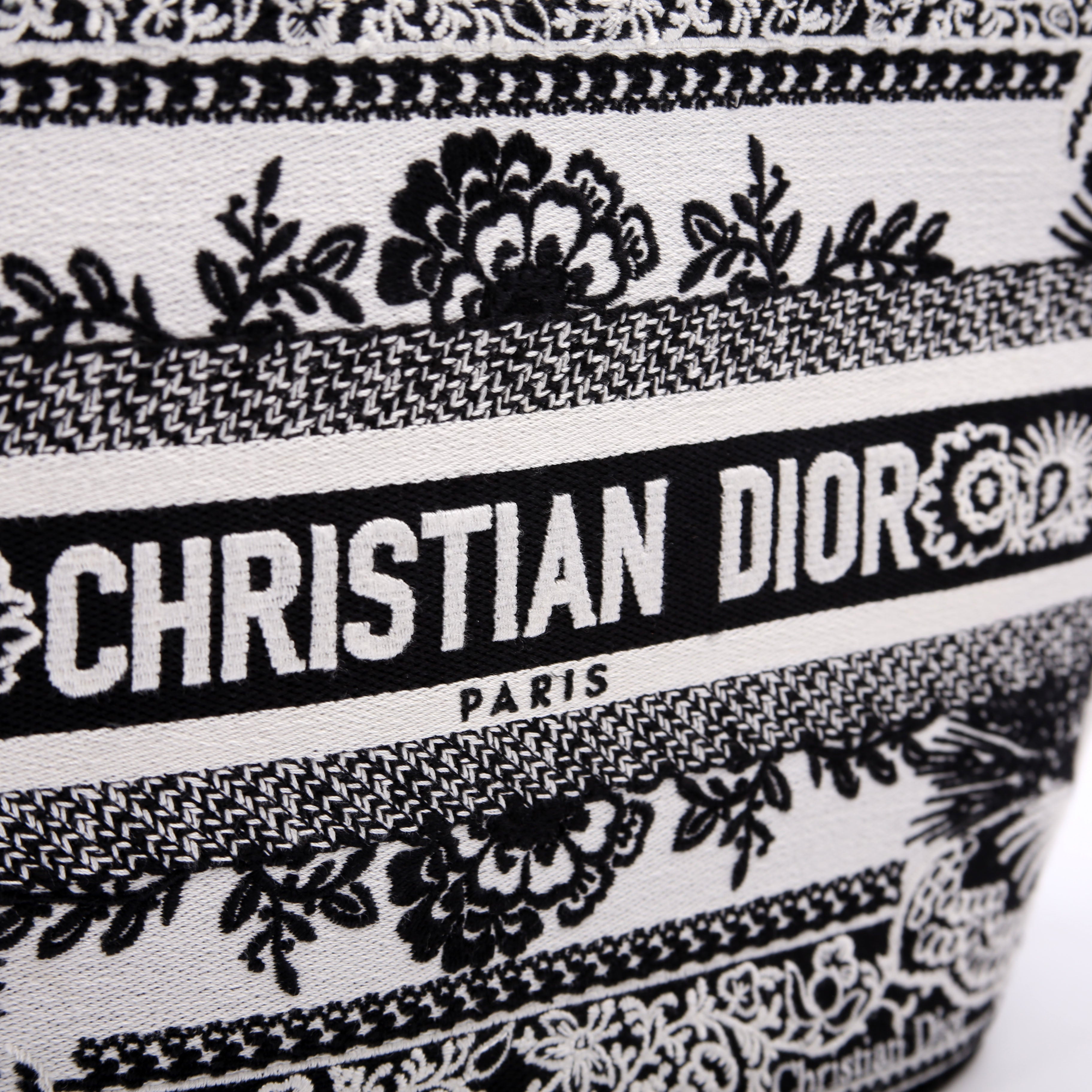 Christian Dior Hat Basket Bag Embroidered Butterfly Bandana Black/White