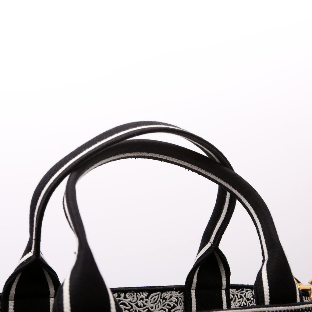 Christian Dior Hat Basket Bag Embroidered Butterfly Bandana Black/White