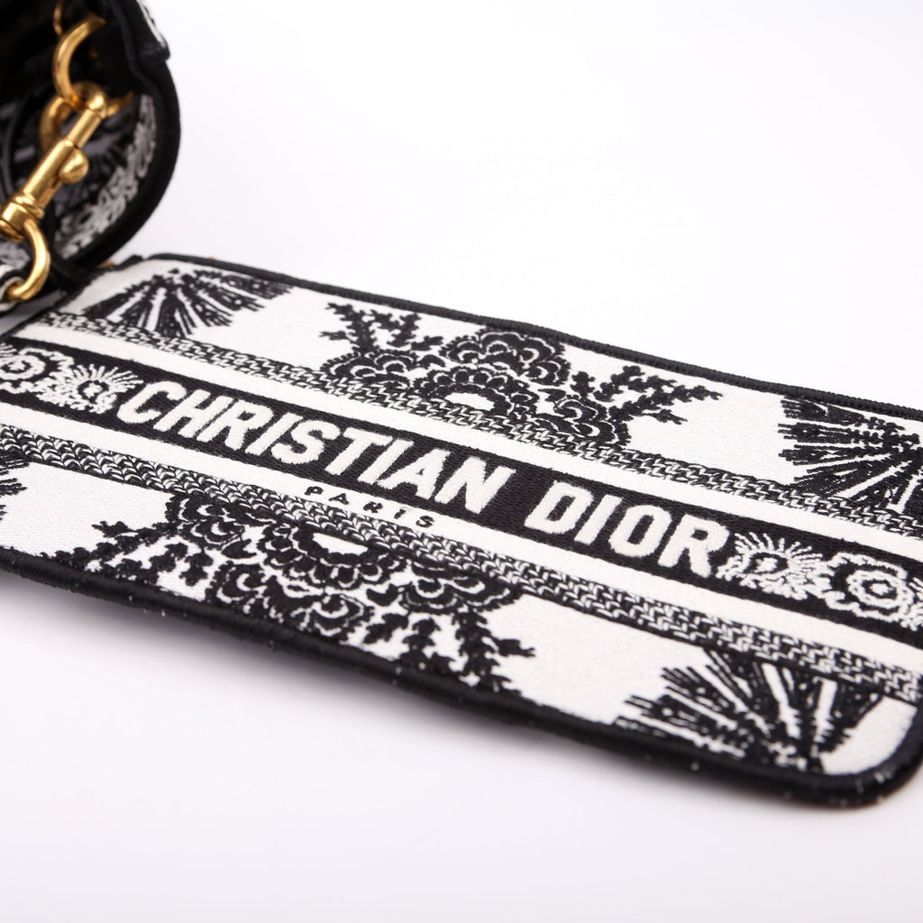 Christian Dior Hat Basket Bag Embroidered Butterfly Bandana Black/White