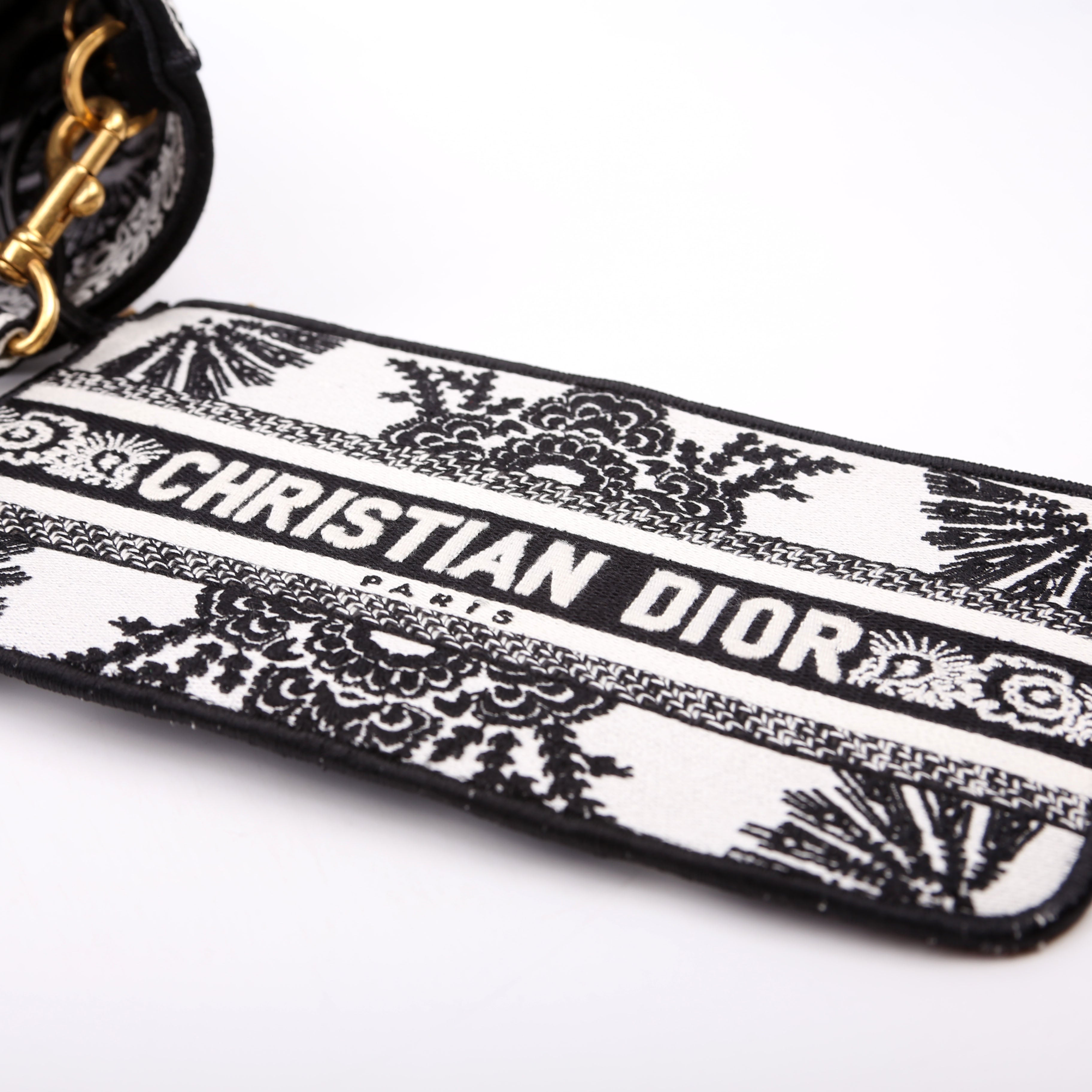 Christian Dior Hat Basket Bag Embroidered Butterfly Bandana Black/White