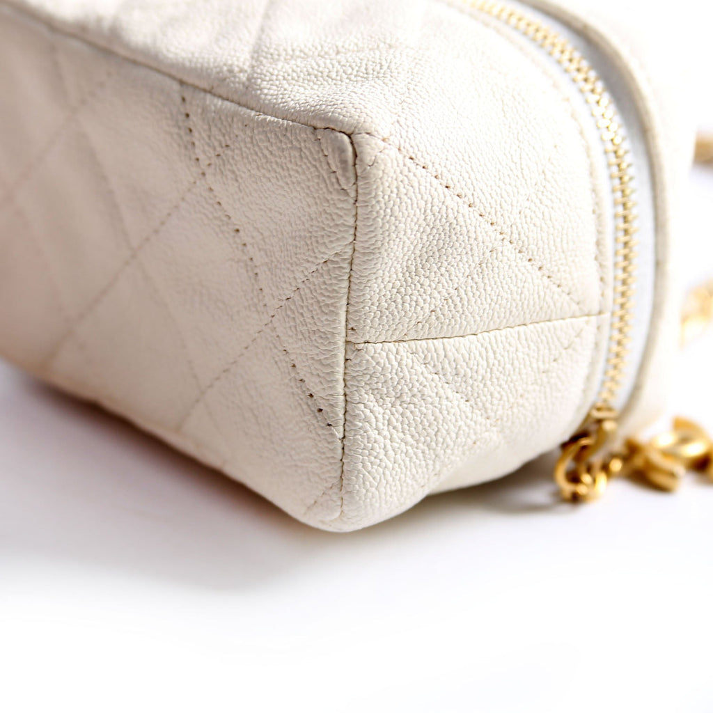 Chanel Mini Top Handle Vanity With Chain Caviar 30M White