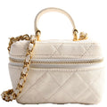 Chanel Mini Top Handle Vanity With Chain Caviar 30M White
