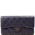 Chanel Classic Flap Wallet Long Caviar Navy