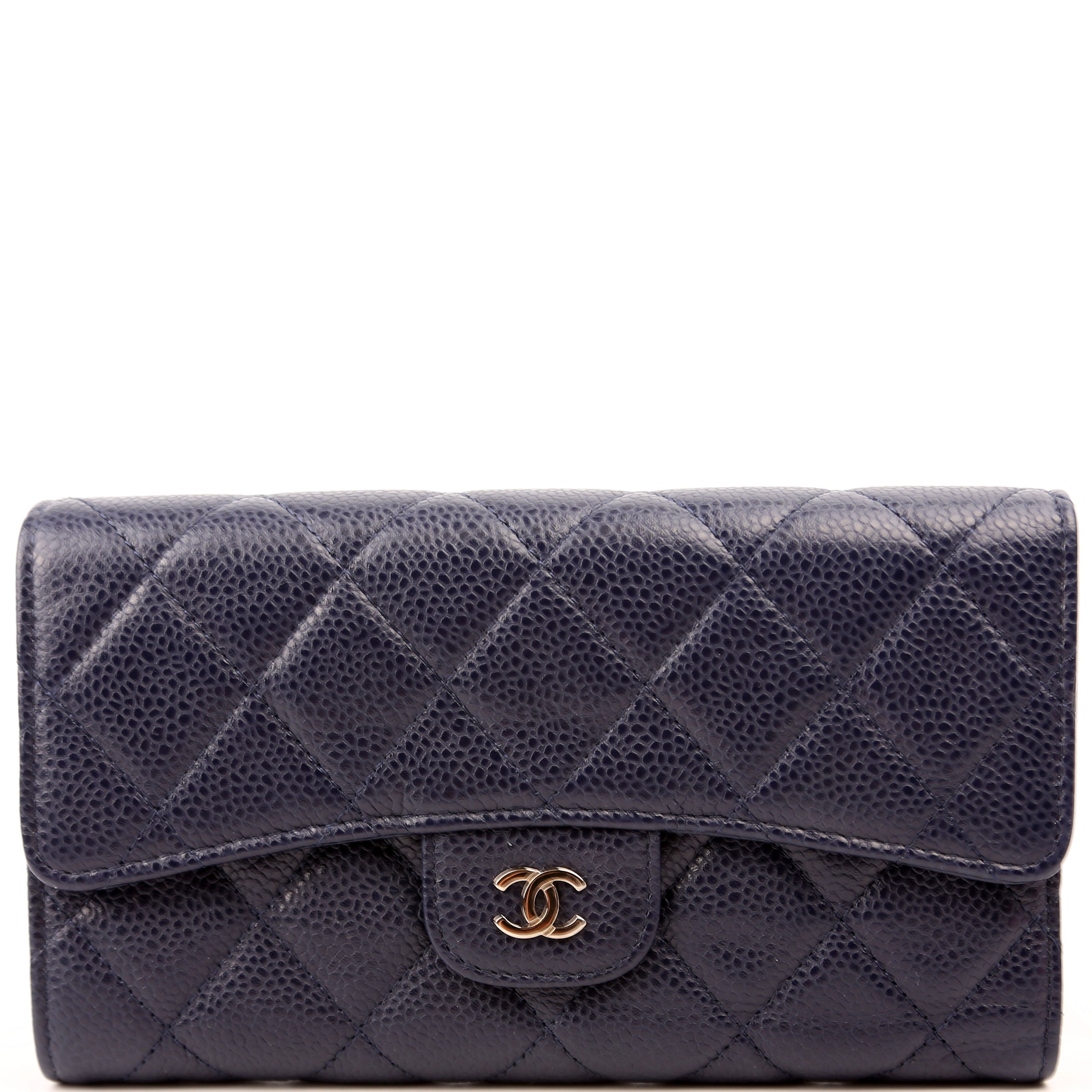 Chanel Classic Flap Wallet Long Caviar Navy