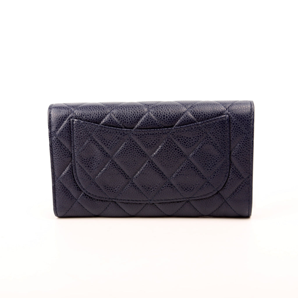 Chanel Classic Flap Wallet Long Caviar Navy