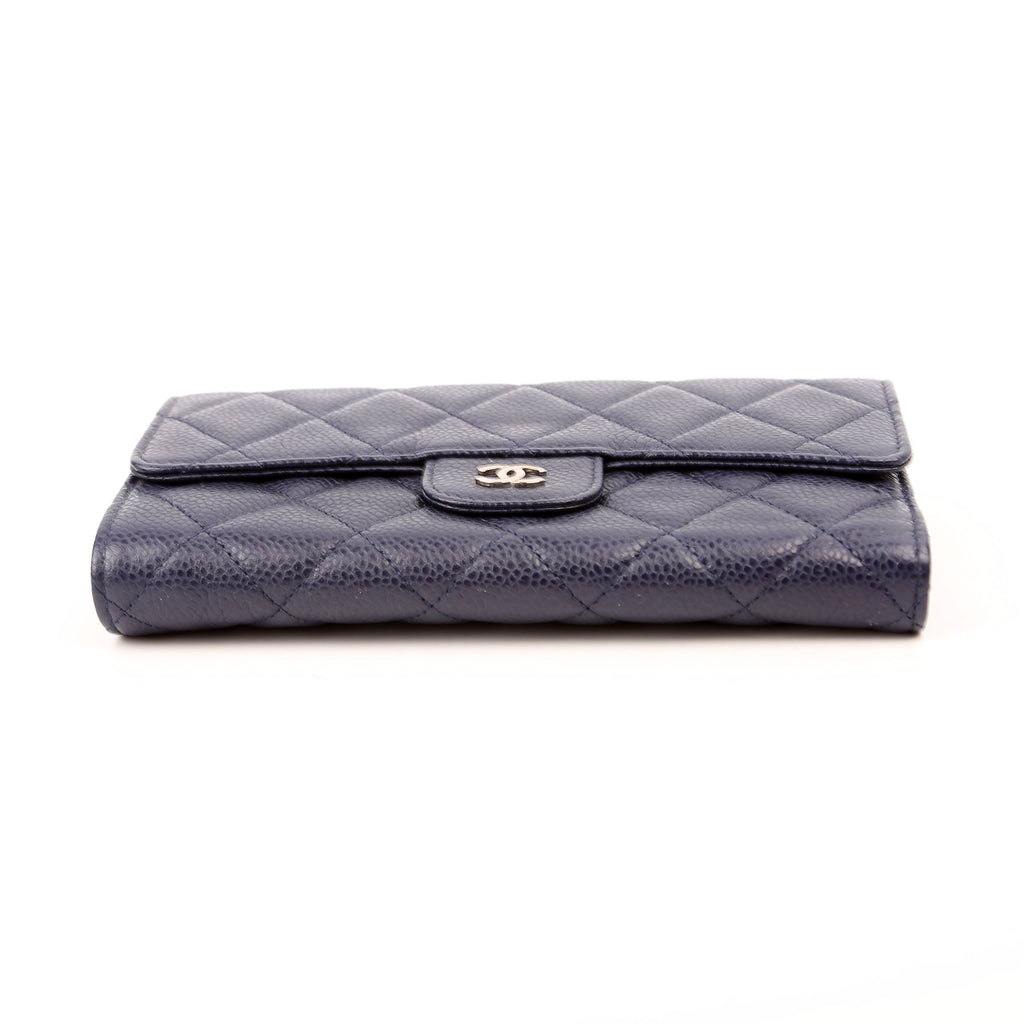 Chanel Classic Flap Wallet Long Caviar Navy