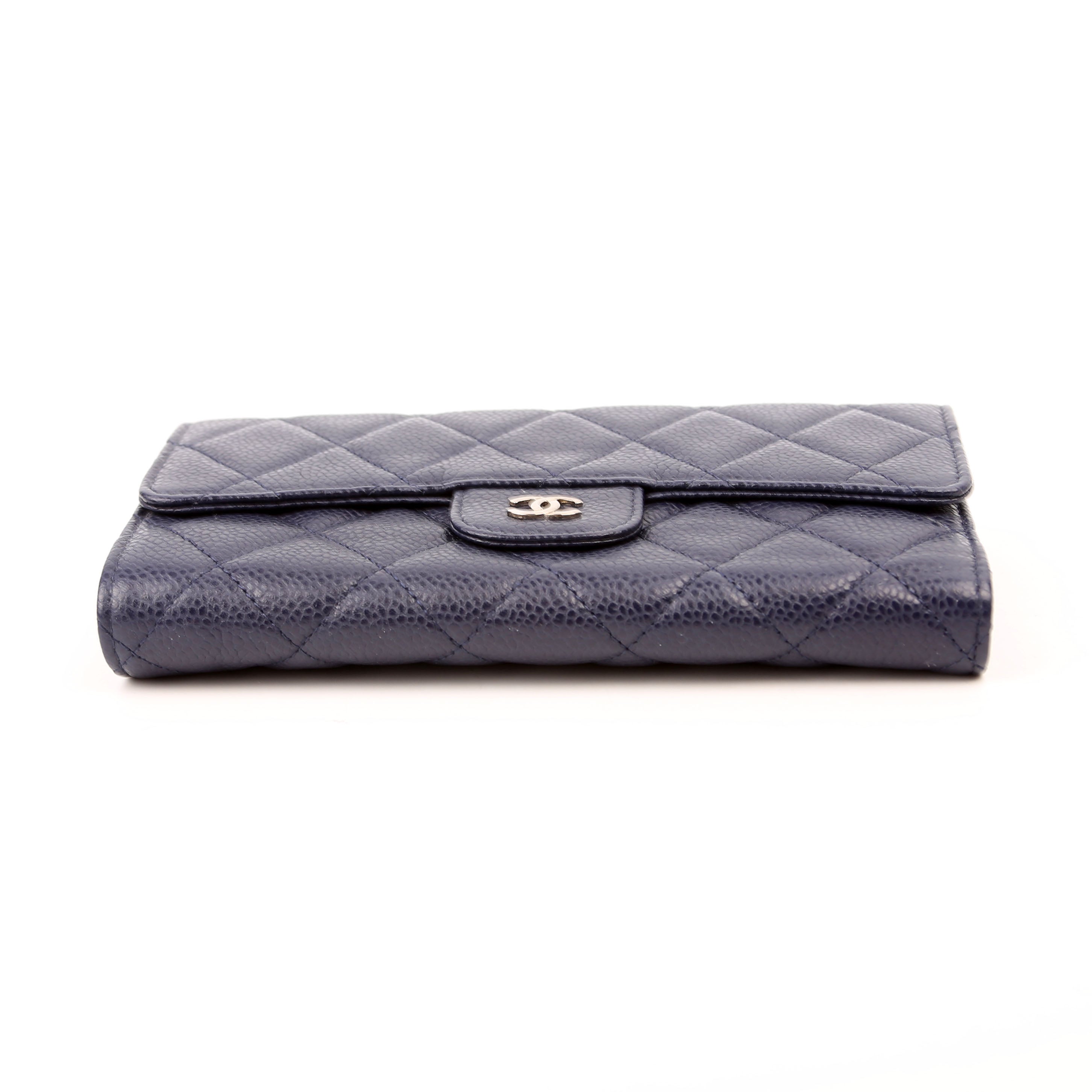 Chanel Classic Flap Wallet Long Caviar Navy