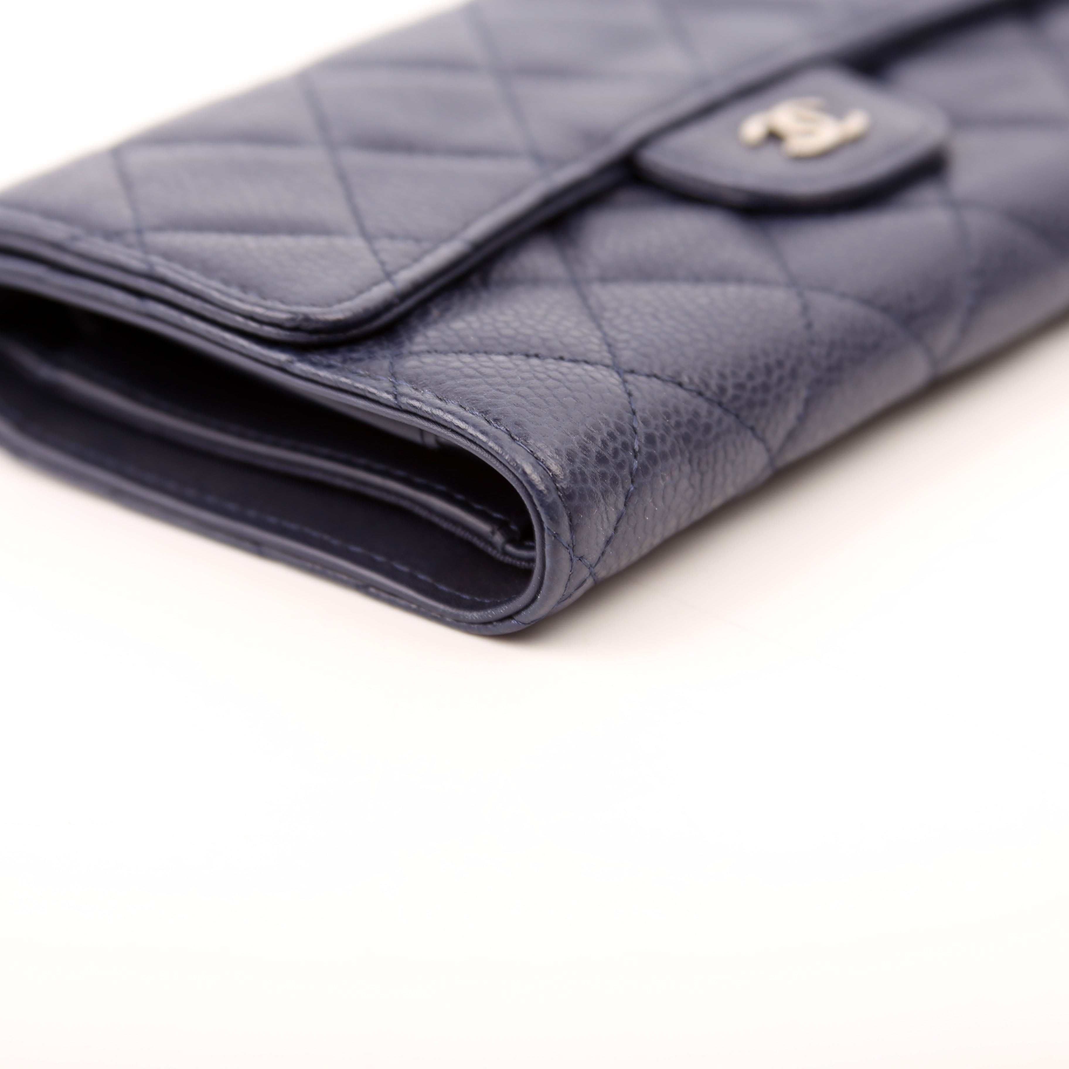 Chanel Classic Flap Wallet Long Caviar Navy