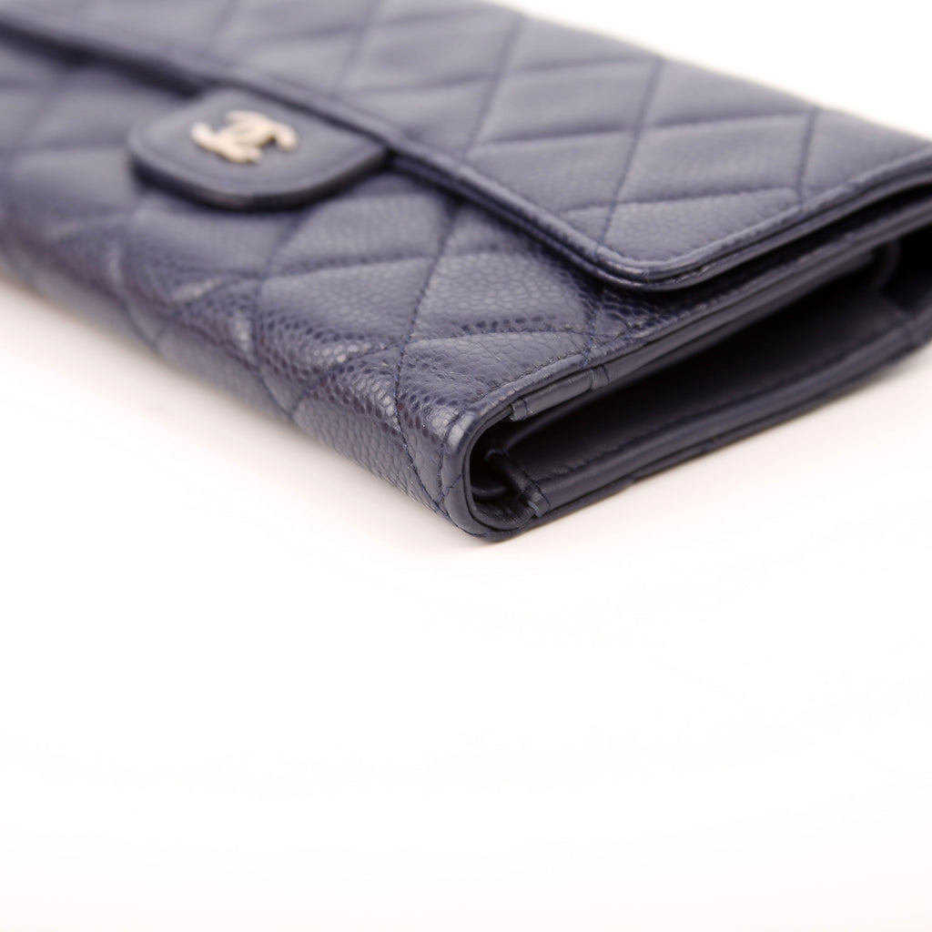 Chanel Classic Flap Wallet Long Caviar Navy