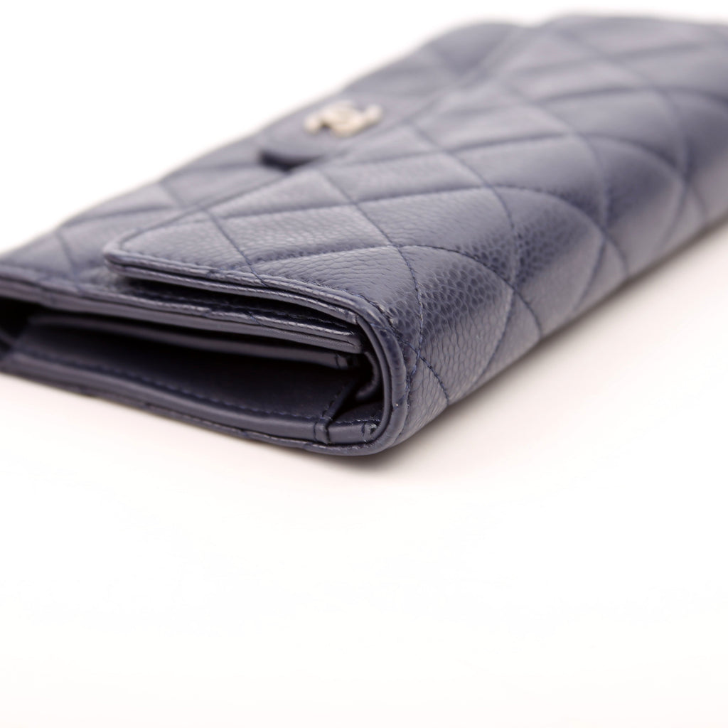 Chanel Classic Flap Wallet Long Caviar Navy