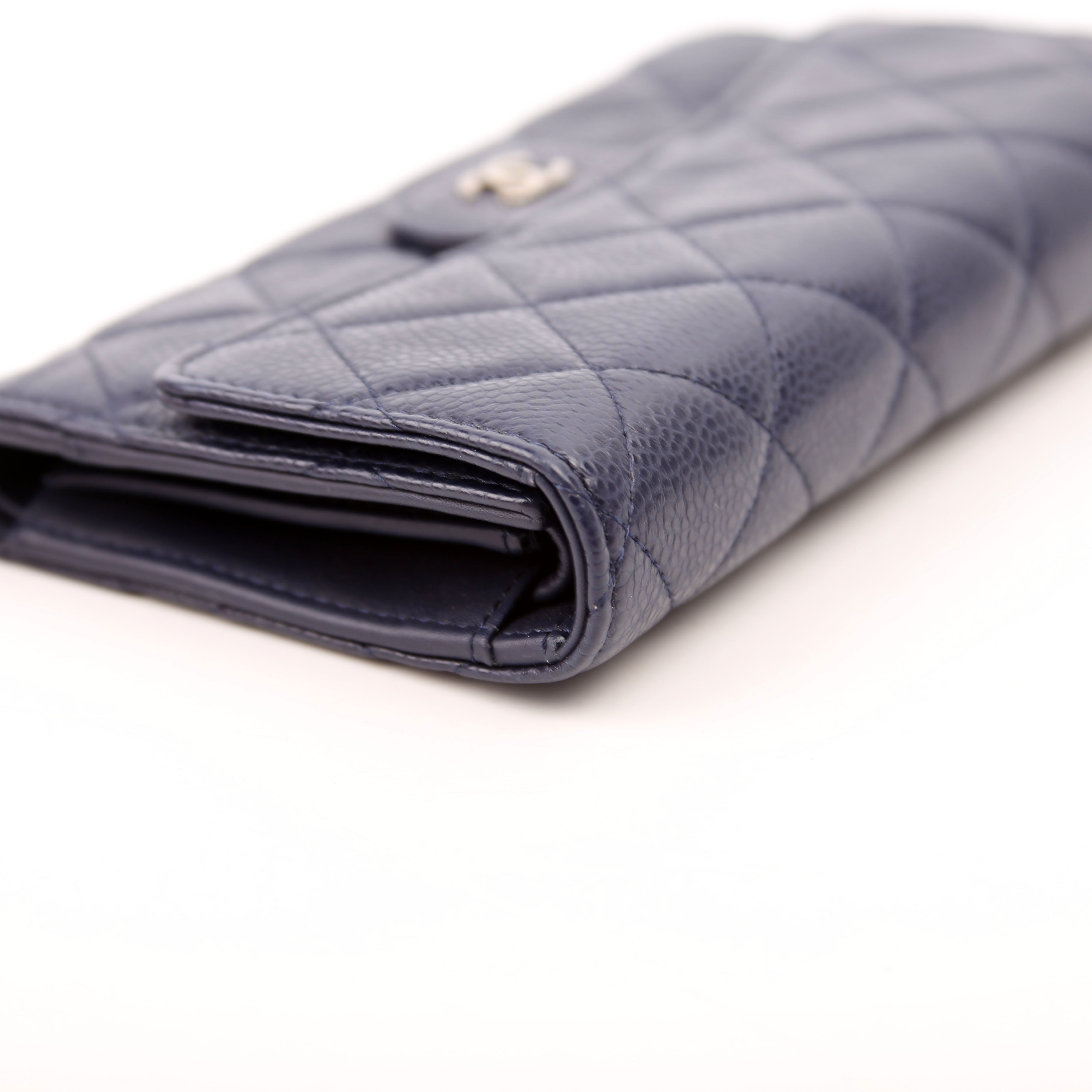 Chanel Classic Flap Wallet Long Caviar Navy