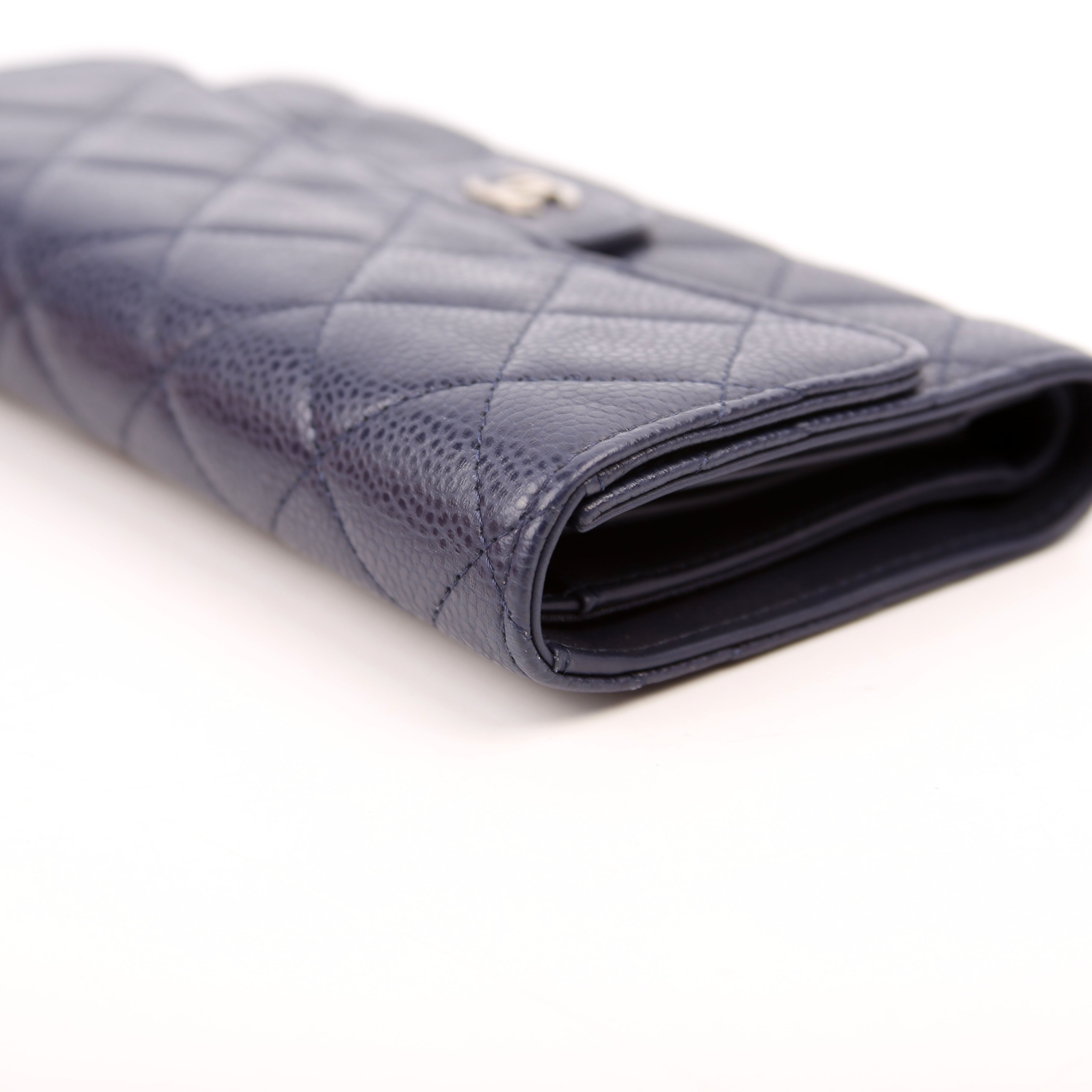 Chanel Classic Flap Wallet Long Caviar Navy