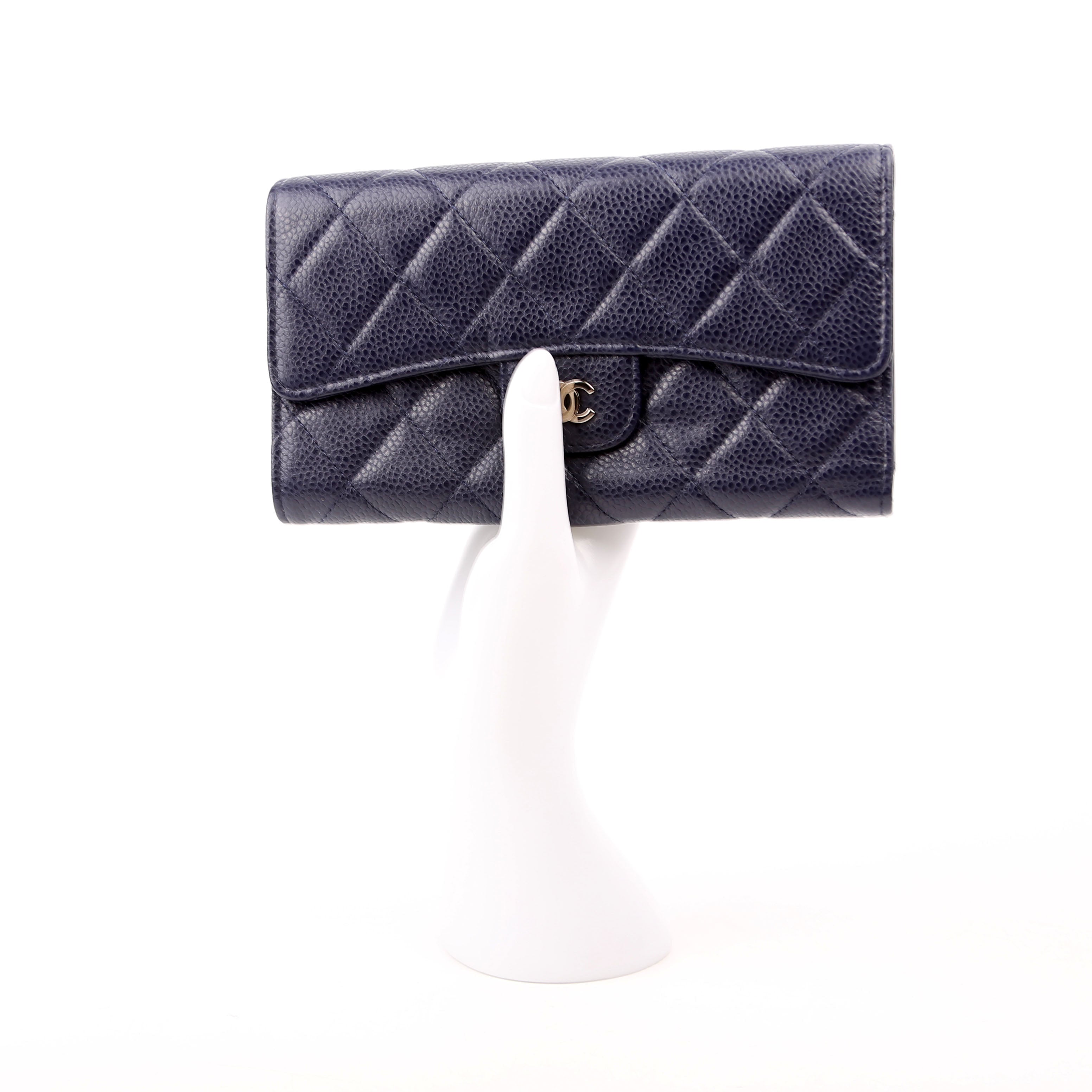 Chanel Classic Flap Wallet Long Caviar Navy
