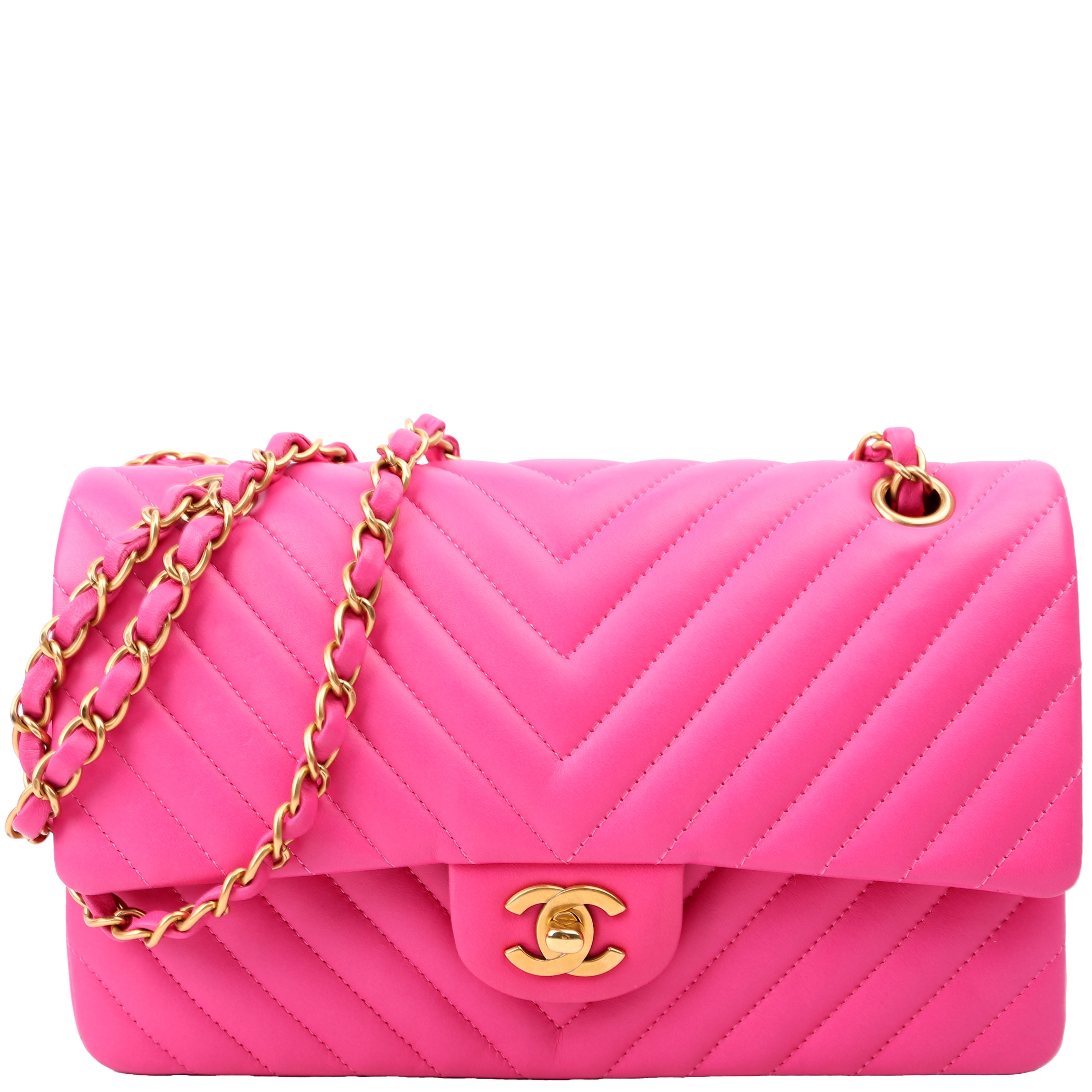 Chanel Classic Flap Medium Chevron Lambskin 21M Pink