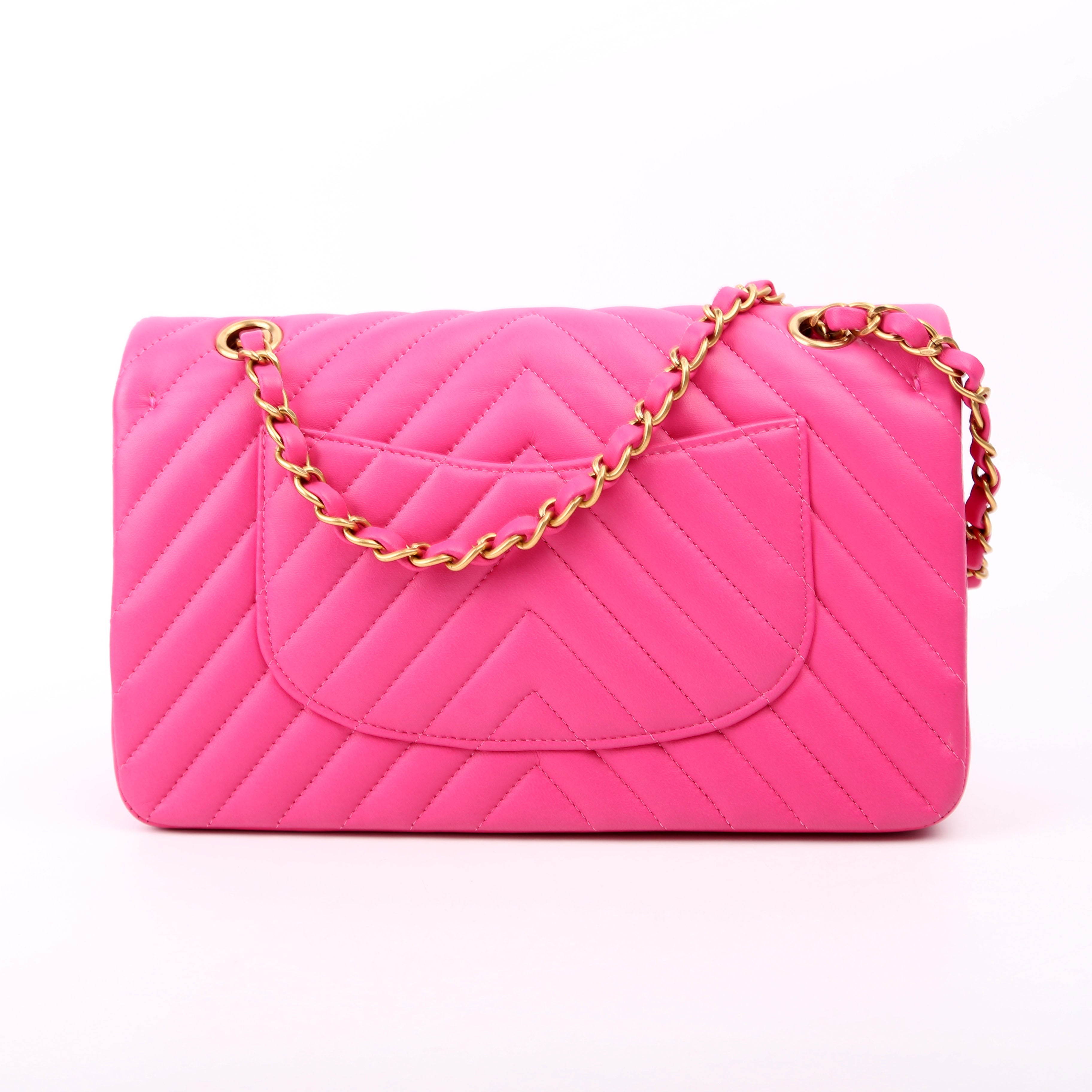 Chanel Classic Flap Medium Chevron Lambskin 21M Pink