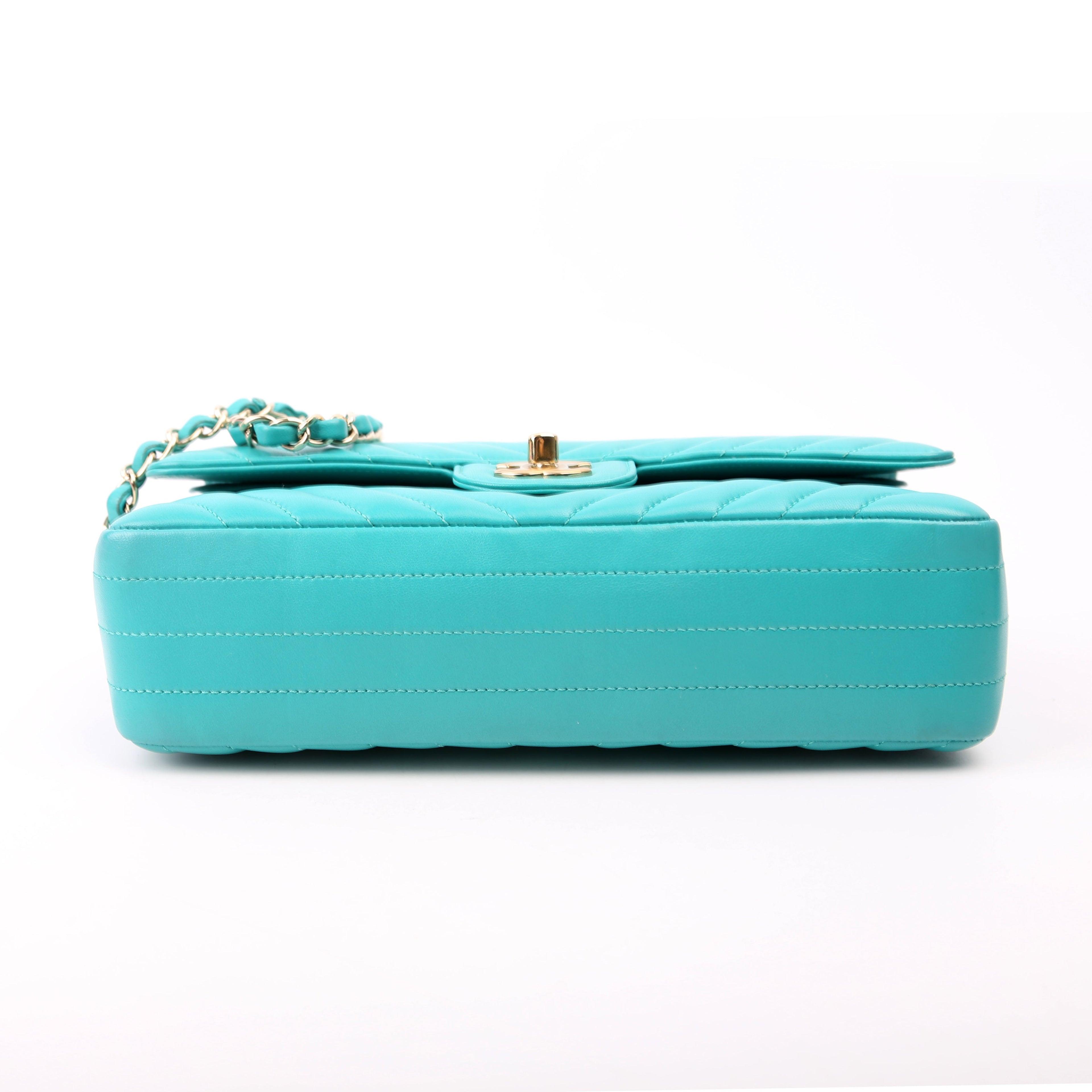 Chanel Classic Flap Medium Chevron Lambskin 23M Teal