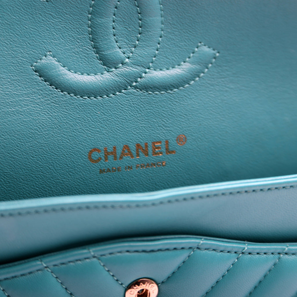 Chanel Classic Flap Medium Chevron Lambskin 23M Teal