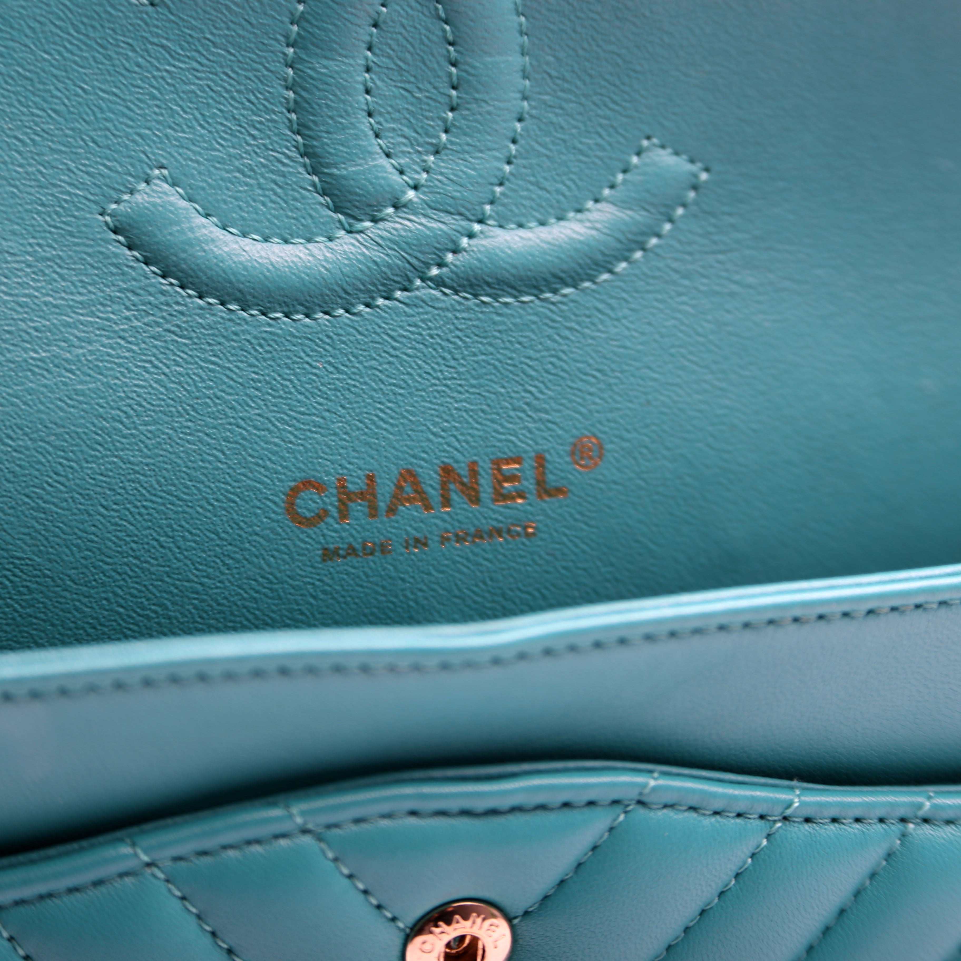 Chanel Classic Flap Medium Chevron Lambskin 23M Teal