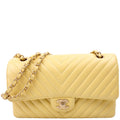Chanel Classic Flap Medium Chevron Lambskin 28M Yellow