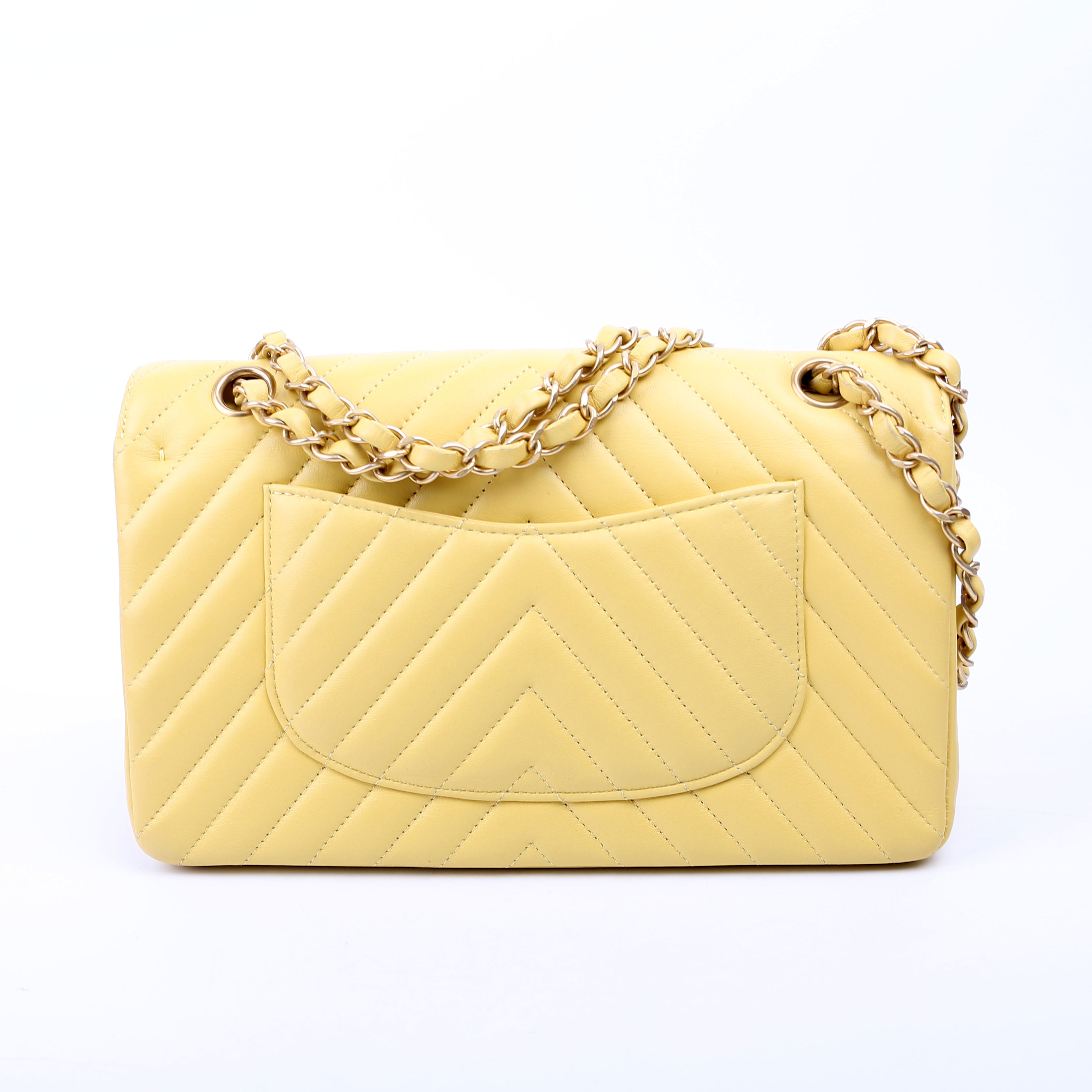 Chanel Classic Flap Medium Chevron Lambskin 28M Yellow