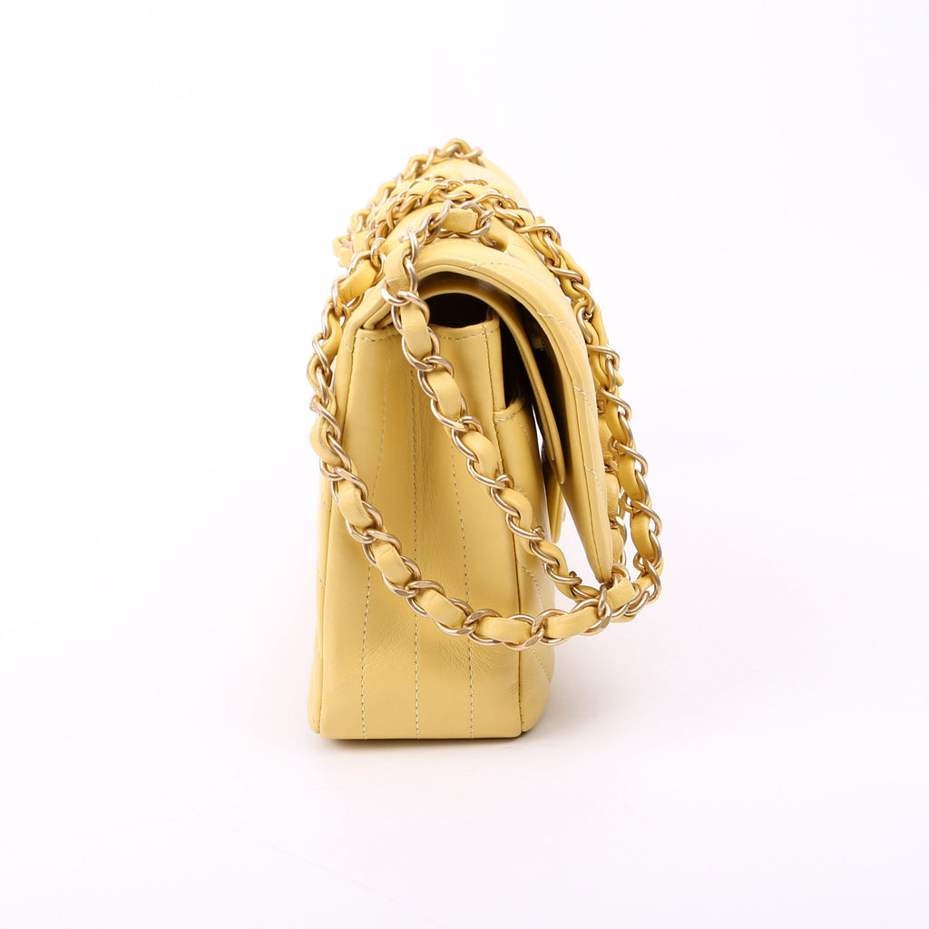 Chanel Classic Flap Medium Chevron Lambskin 28M Yellow