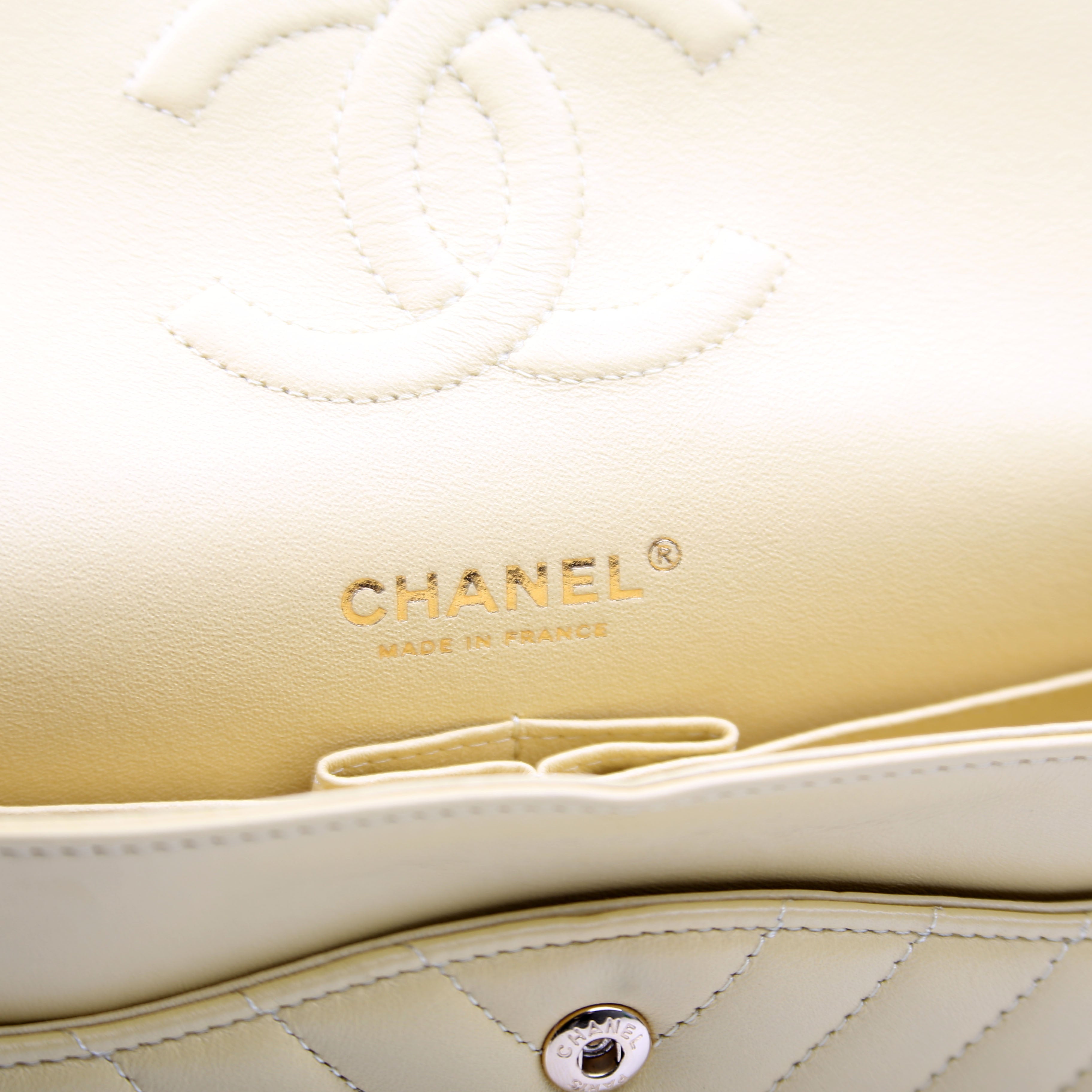 Chanel Classic Flap Medium Chevron Lambskin 28M Yellow