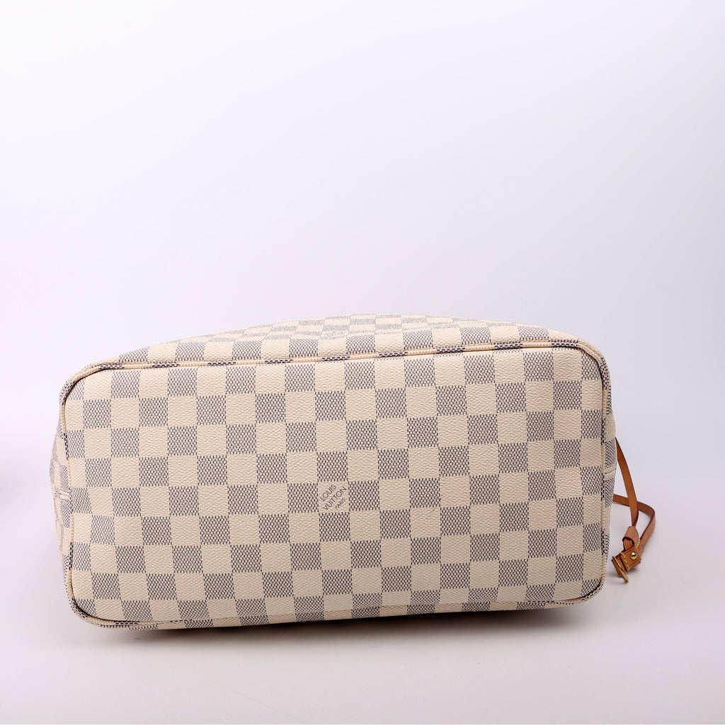 Louis Vuitton Neverfull With Wallet MM Damier Azur Pink