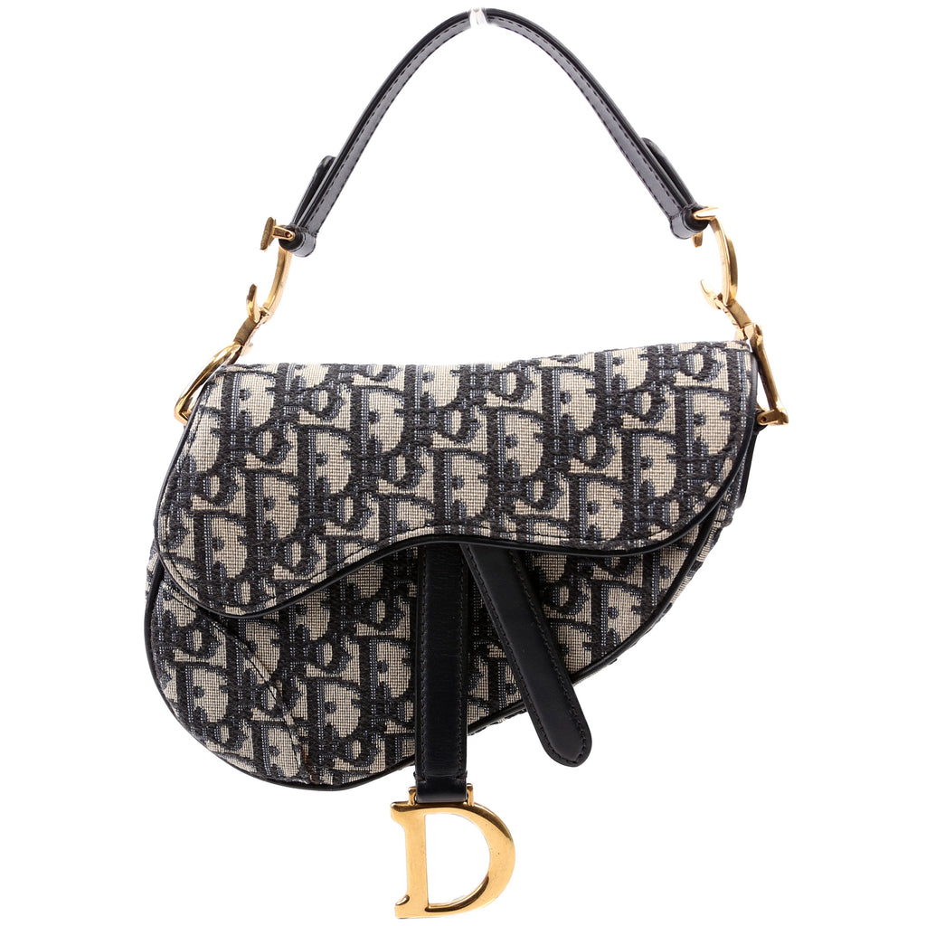 Christian Dior Mini Saddle Bag Oblique Navy