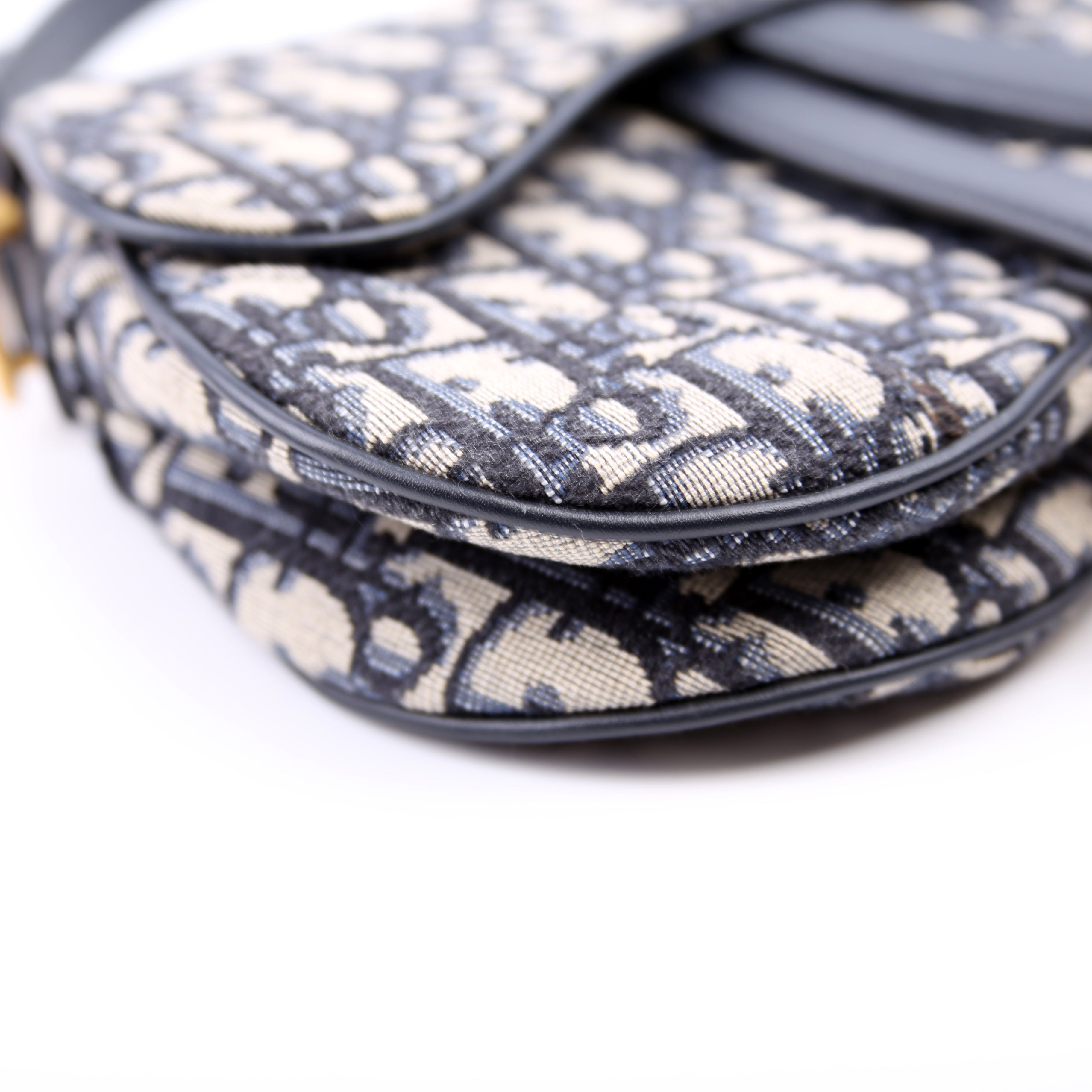 Christian Dior Mini Saddle Bag Oblique Navy