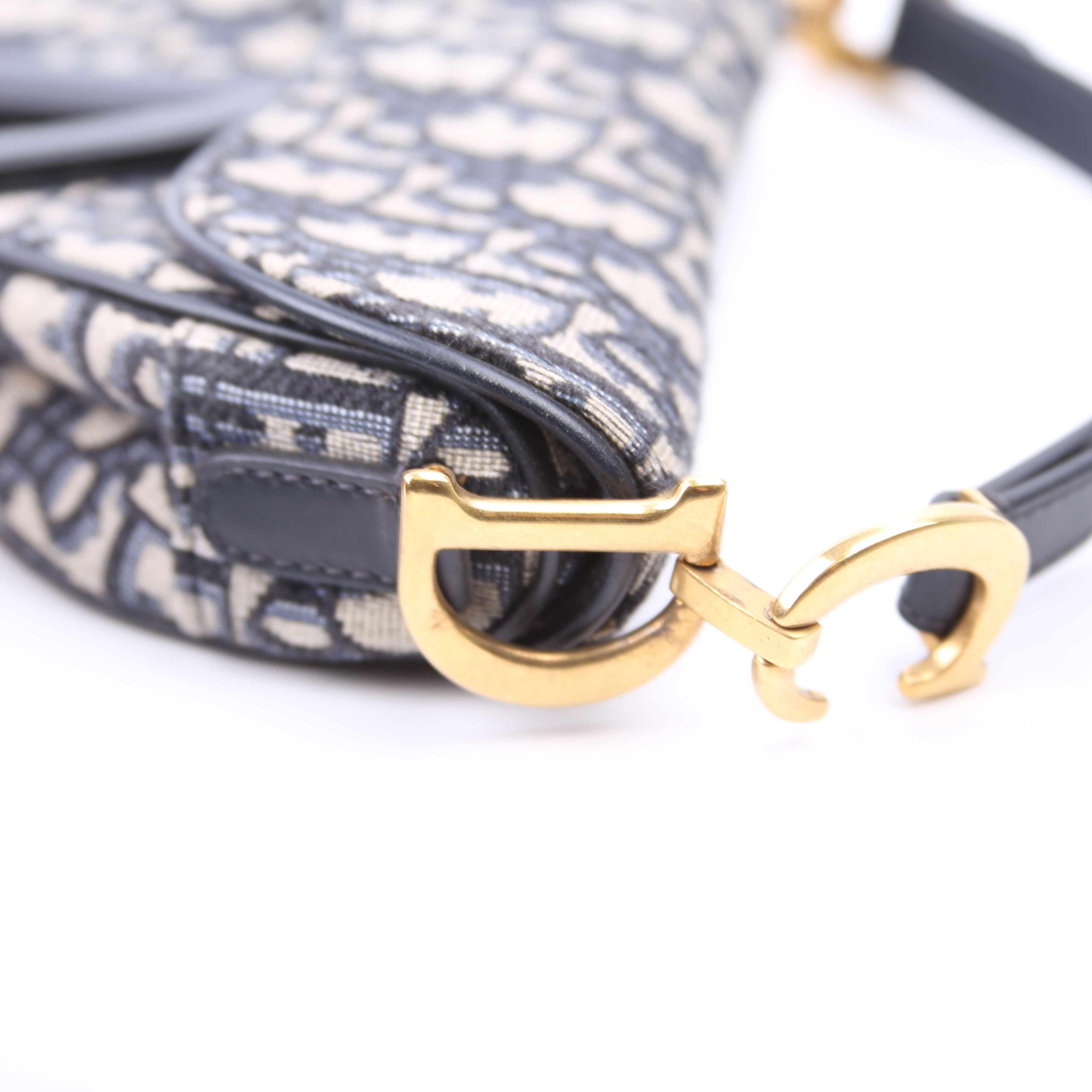 Christian Dior Mini Saddle Bag Oblique Navy