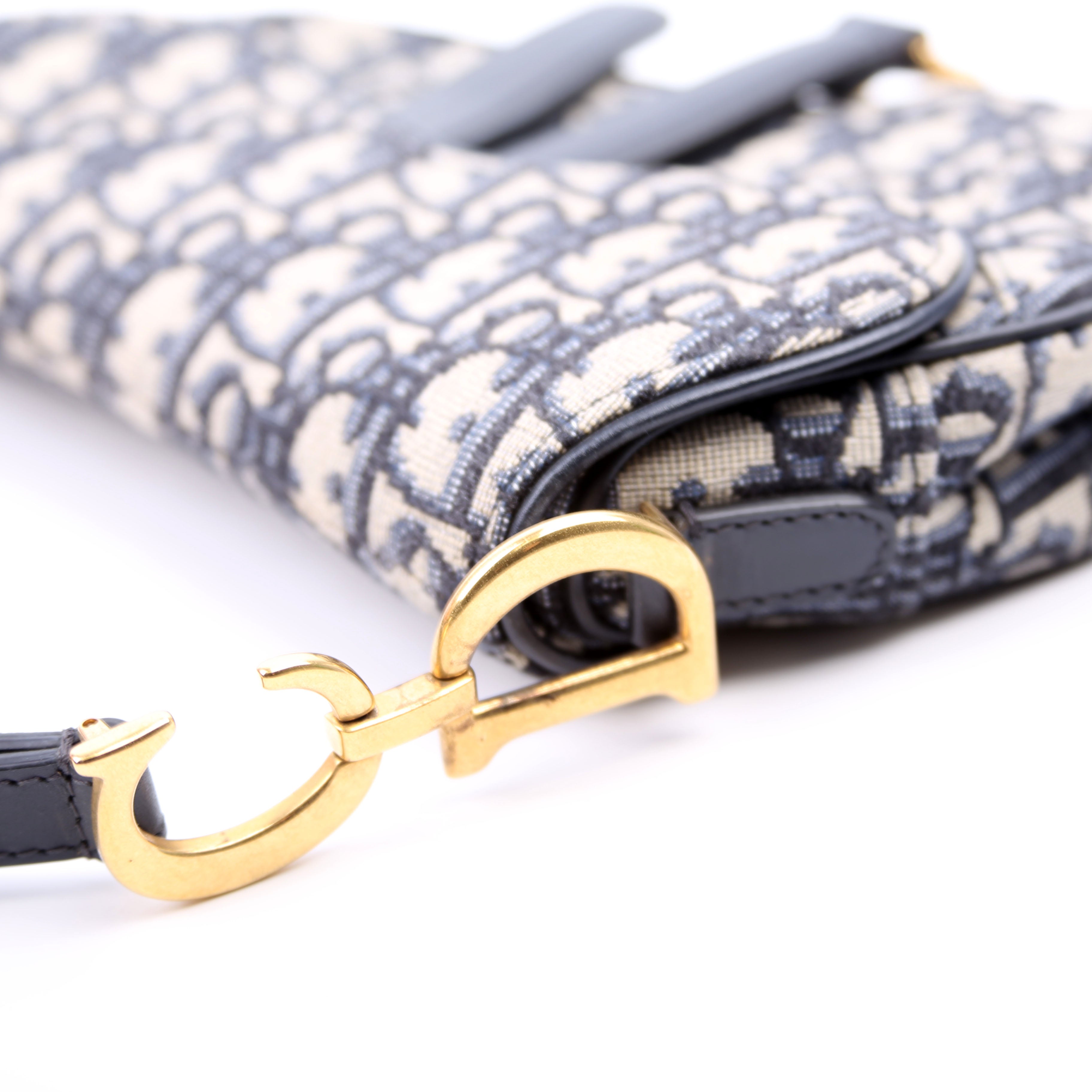 Christian Dior Mini Saddle Bag Oblique Navy