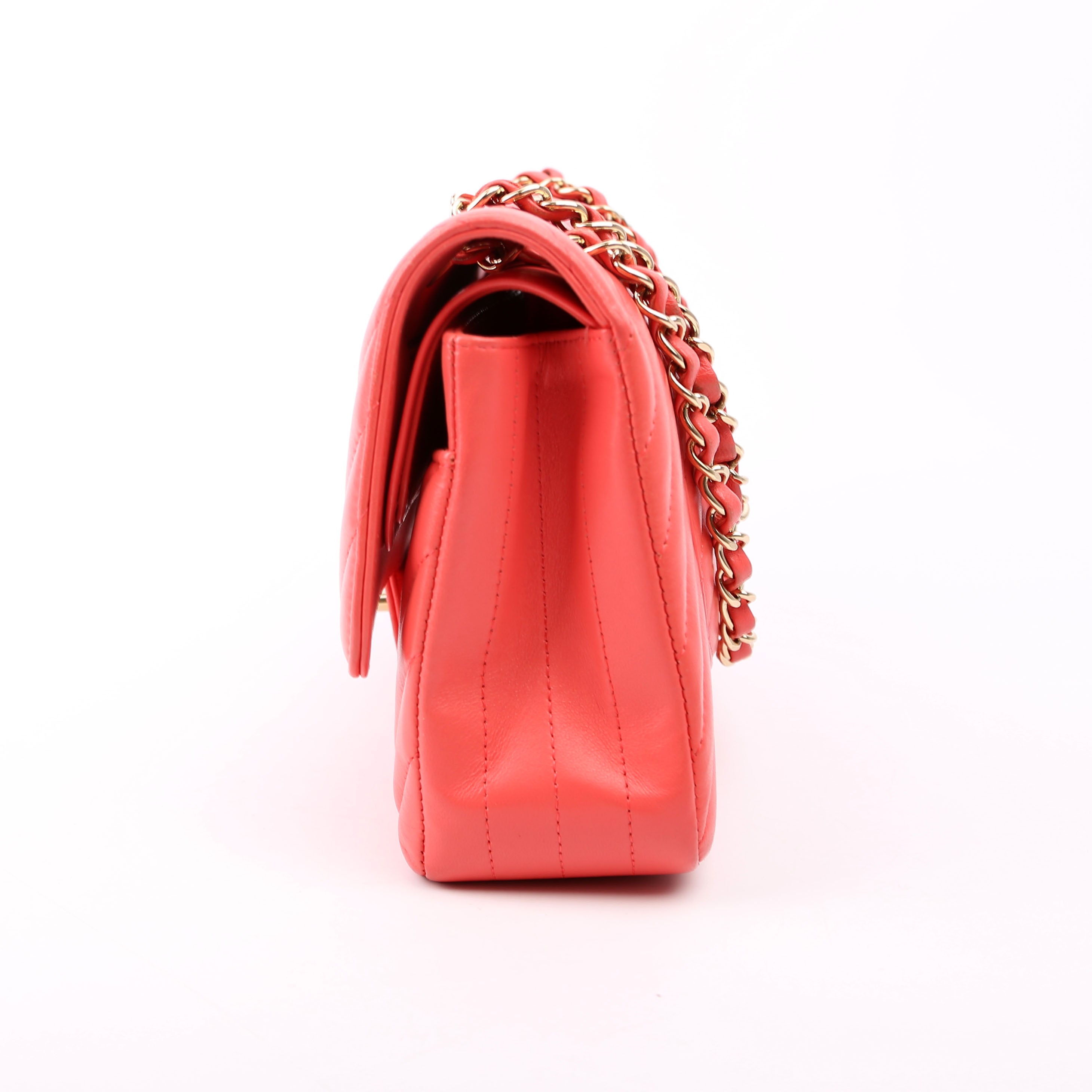 Chanel Classic Flap Medium Chevron Lambskin 27M Salmon