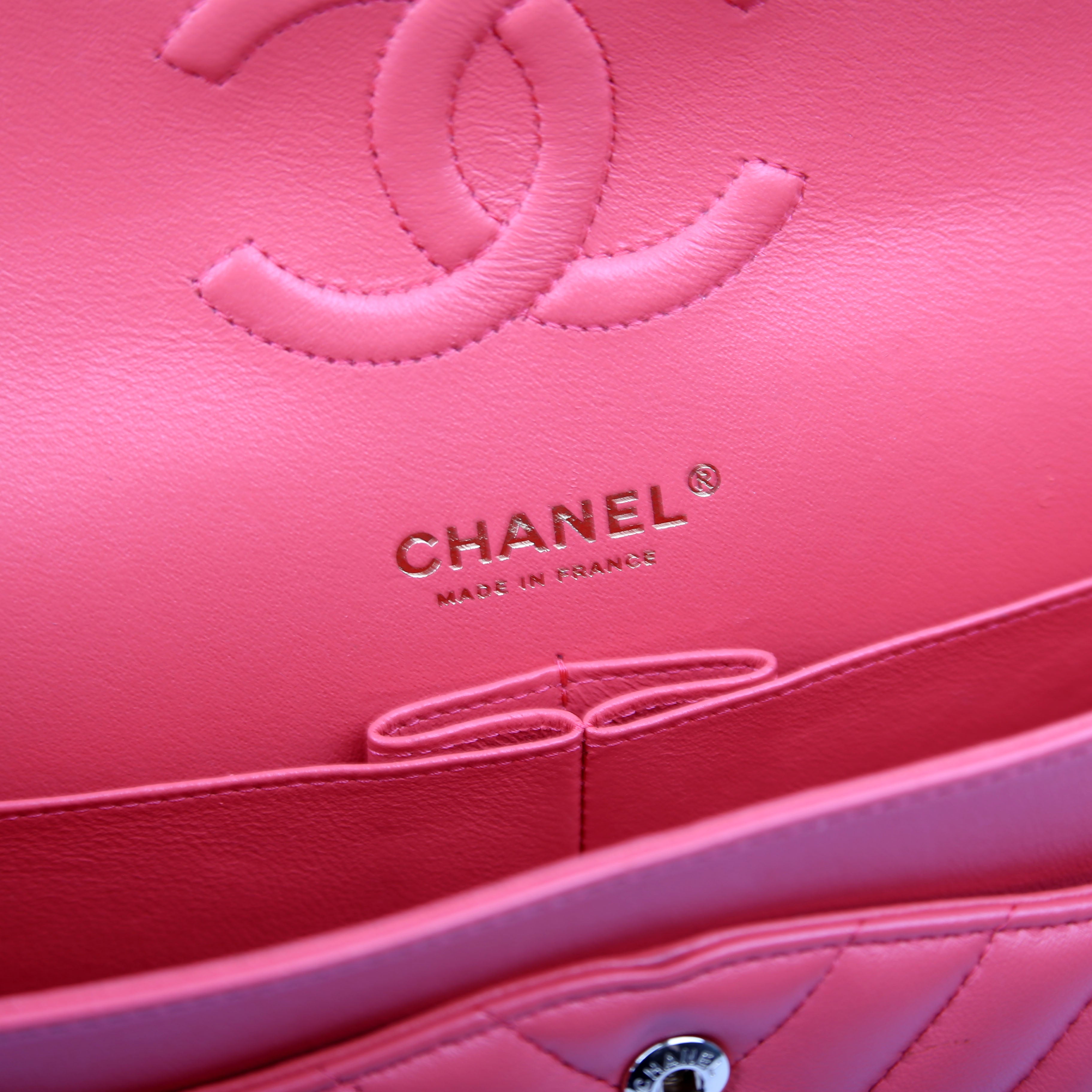 Chanel Classic Flap Medium Chevron Lambskin 27M Salmon