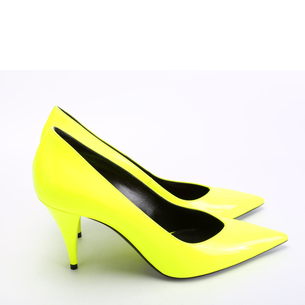 Saint Laurent KIki Patent Pumps Size 38 Neon Yellow