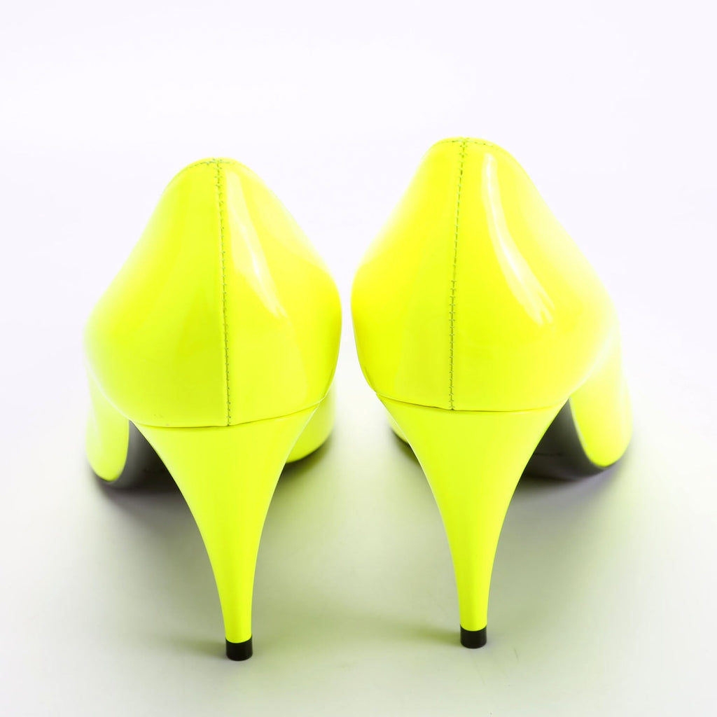 Saint Laurent KIki Patent Pumps Size 38 Neon Yellow