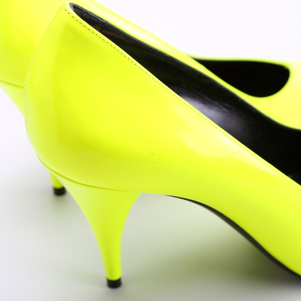 Saint Laurent KIki Patent Pumps Size 38 Neon Yellow