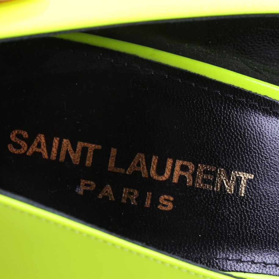 Saint Laurent KIki Patent Pumps Size 38 Neon Yellow