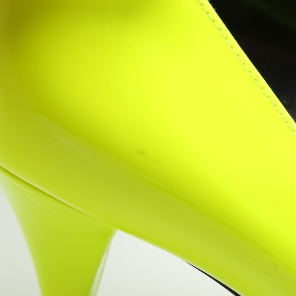Saint Laurent KIki Patent Pumps Size 38 Neon Yellow
