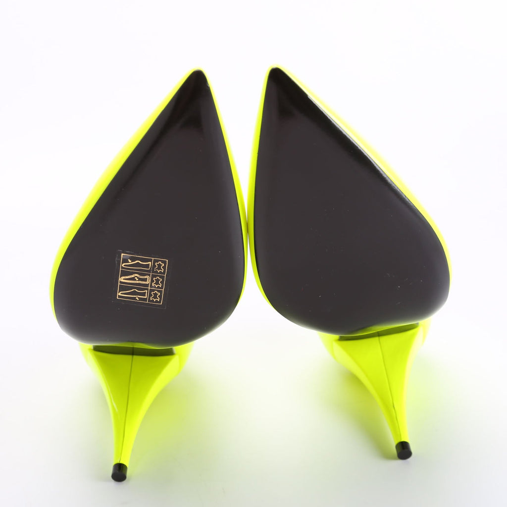Saint Laurent KIki Patent Pumps Size 38 Neon Yellow