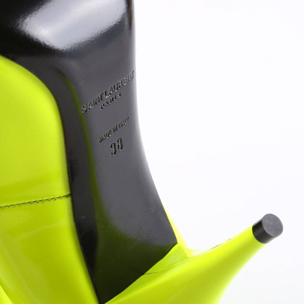 Saint Laurent KIki Patent Pumps Size 38 Neon Yellow