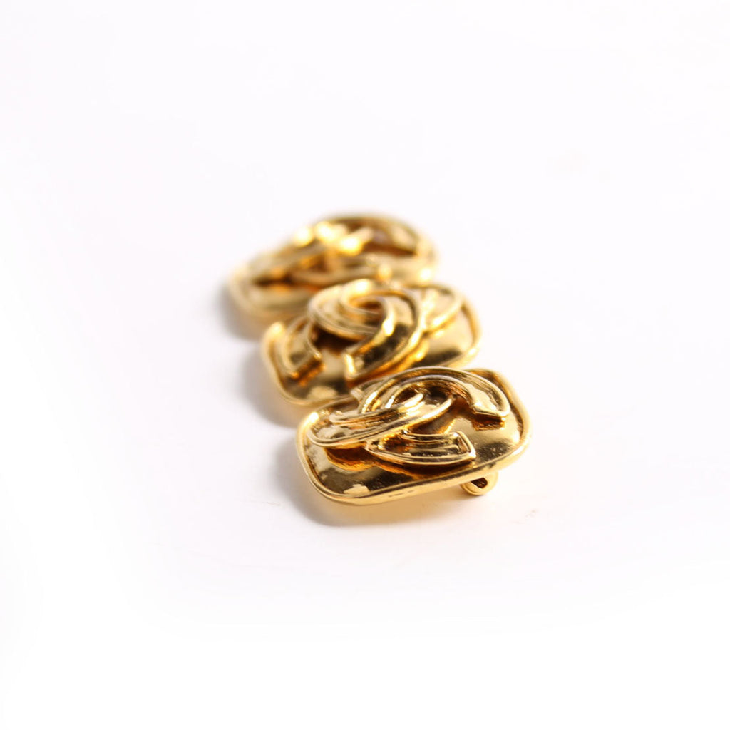 Chanel Triple CC Vintage Brooch Gold