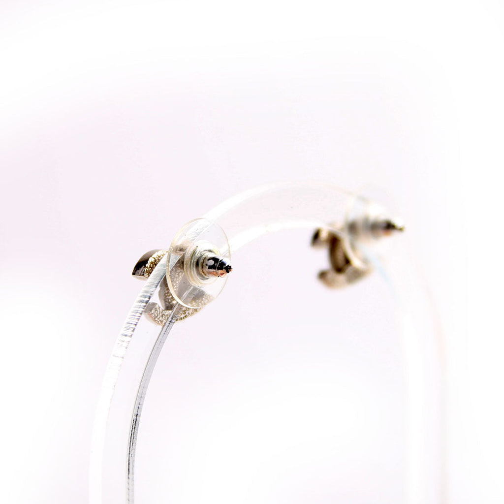 Chanel CC Crystal Stud Earrings Silver