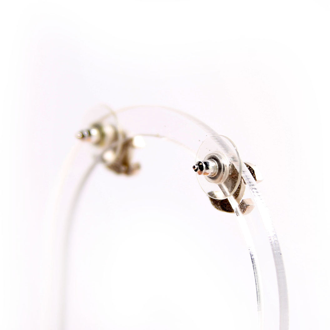 Chanel CC Crystal Stud Earrings Silver