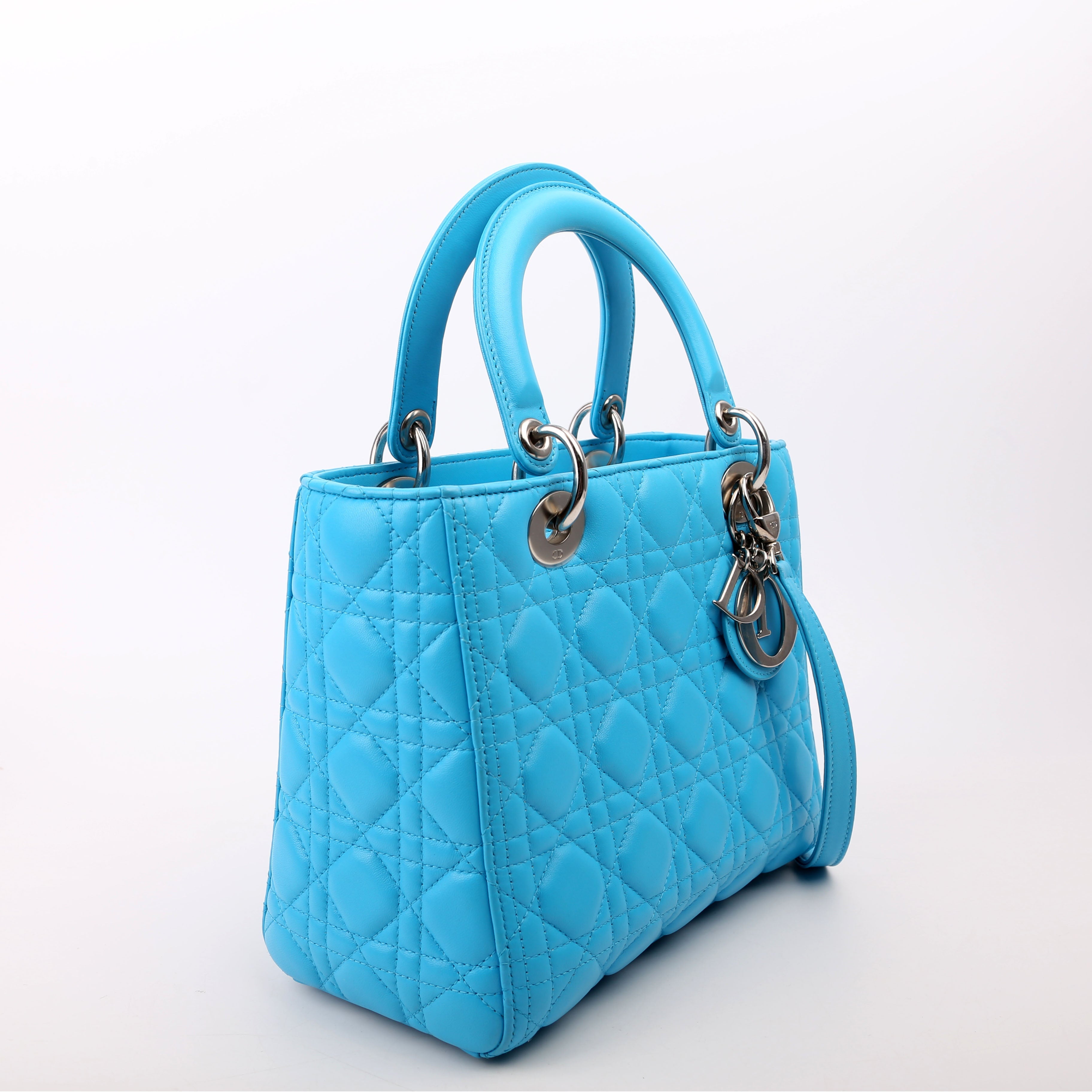 Christian Dior Lady Dior Medium Lambskin Blue