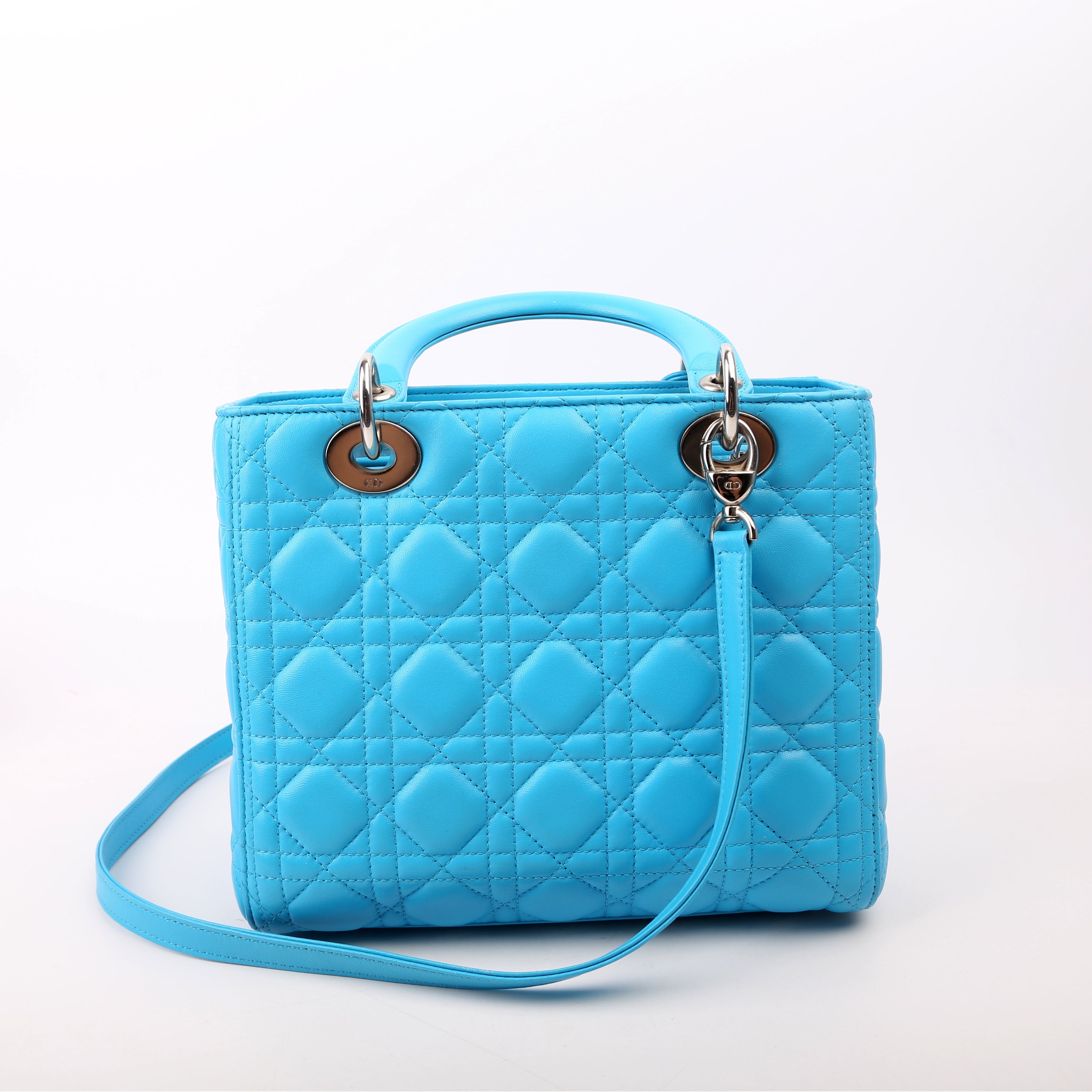 Christian Dior Lady Dior Medium Lambskin Blue