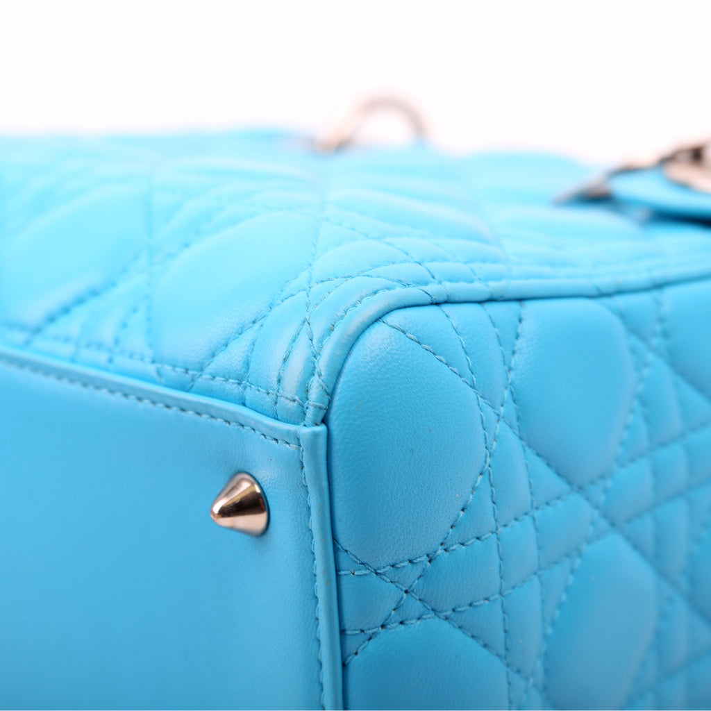 Christian Dior Lady Dior Medium Lambskin Blue