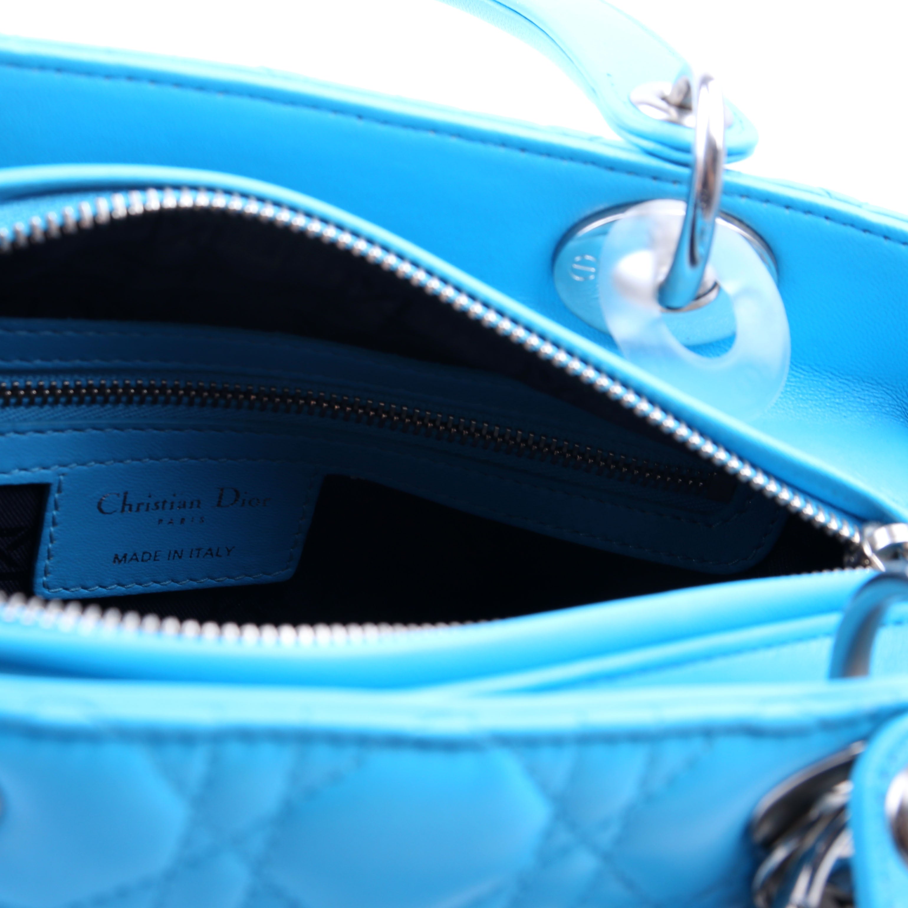 Christian Dior Lady Dior Medium Lambskin Blue
