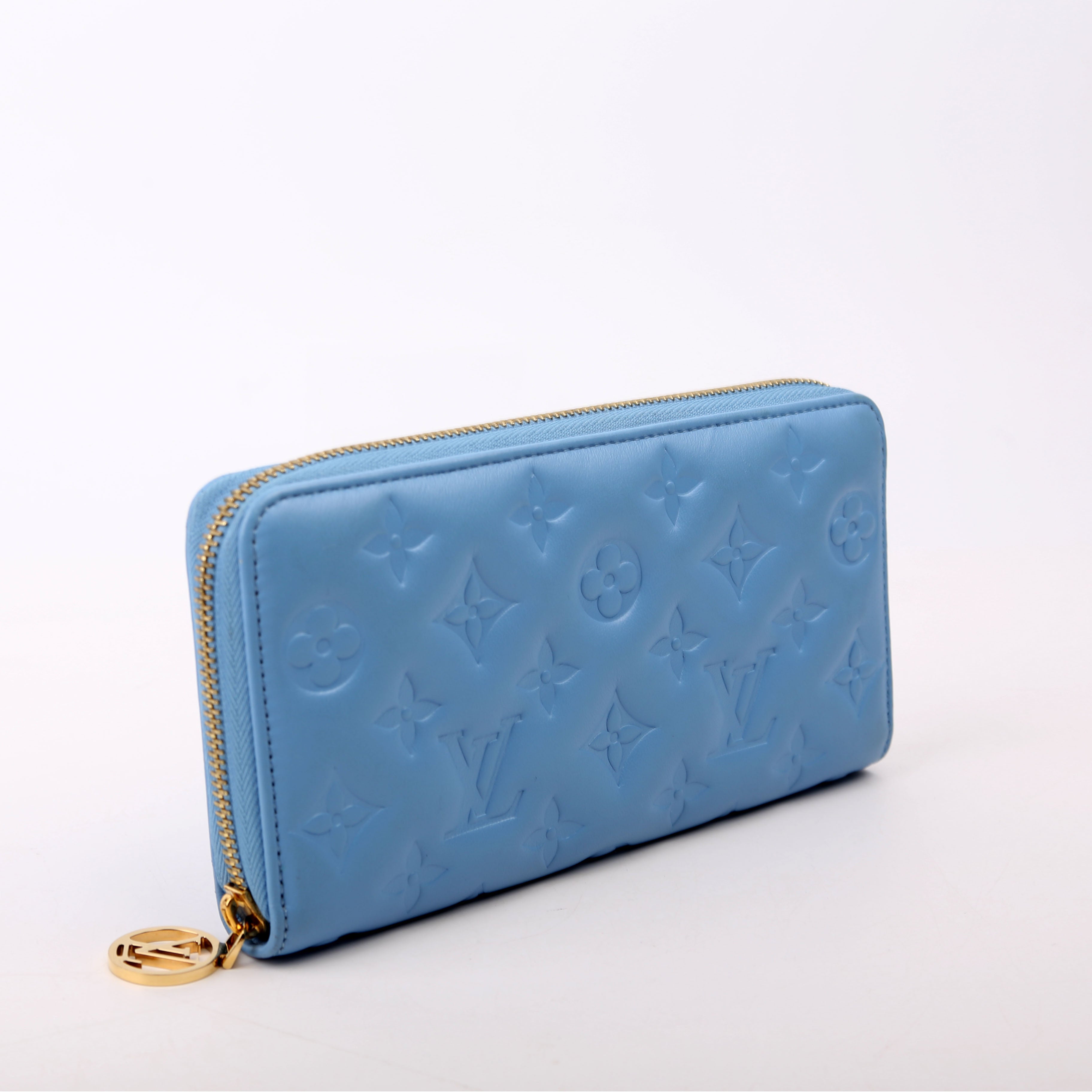 Louis Vuitton Coussin Zippy Wallet Lambskin Blue