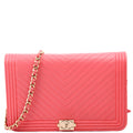 Chanel WOC Boy Chevron Lambskin Coral